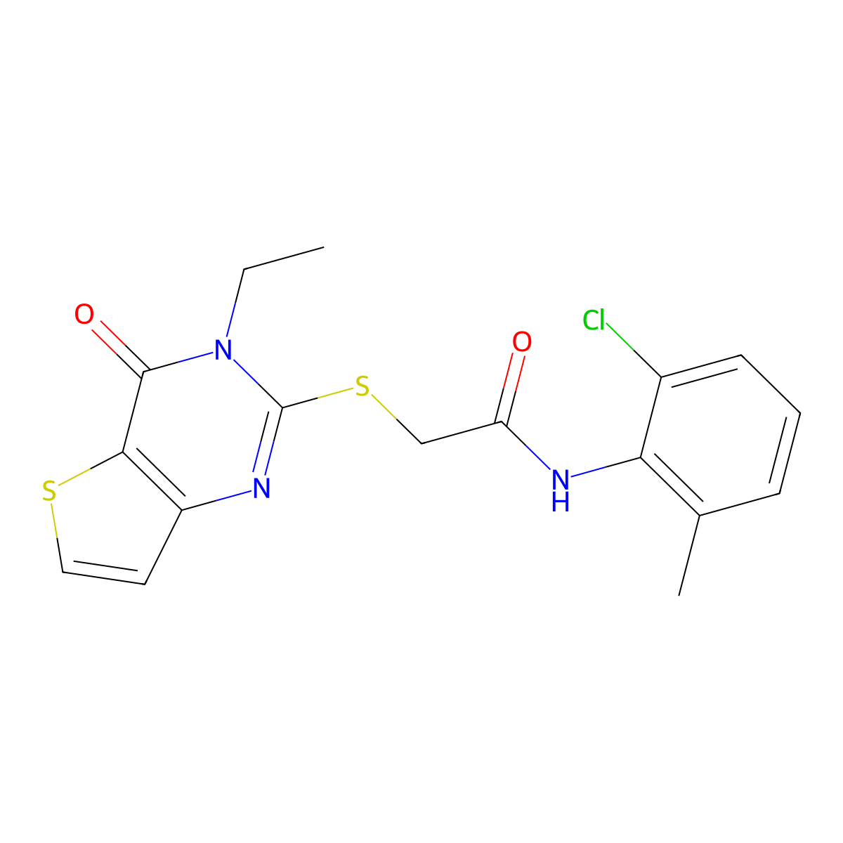 N-(2-chloro-6-methylphenyl)-2-({3-ethyl-4-oxo-3H,4H-thieno[3,2-d]pyrimidin-2-yl}sulfanyl)acetamide molecular structure, CAS 1252860-75-5