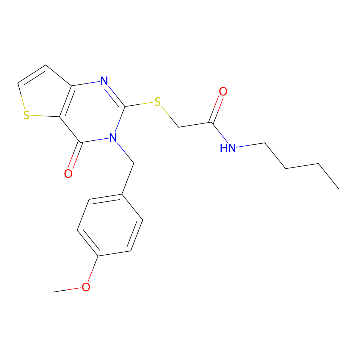 N-butyl-2-{[3-(4-methoxybenzyl)-4-oxo-3,4-dihydrothieno[3,2-d]pyrimidin-2-yl]sulfanyl}acetamide molecular structure, CAS 1252860-84-6