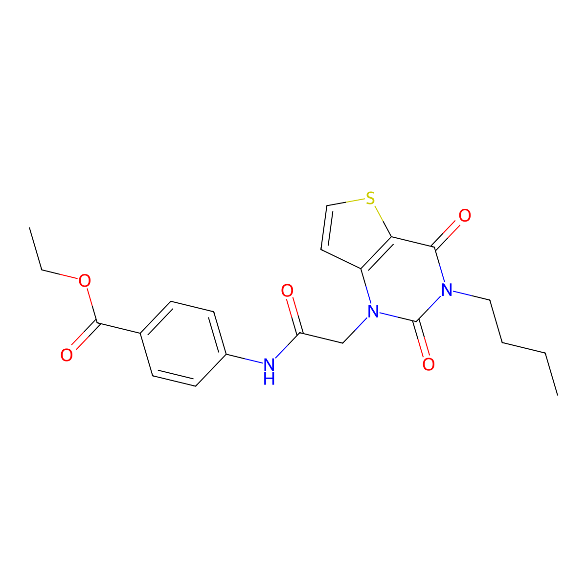 ethyl 4-{[(3-butyl-2,4-dioxo-3,4-dihydrothieno[3,2-d]pyrimidin-1(2H)-yl)acetyl]amino}benzoate molecular structure, CAS 1252861-53-2