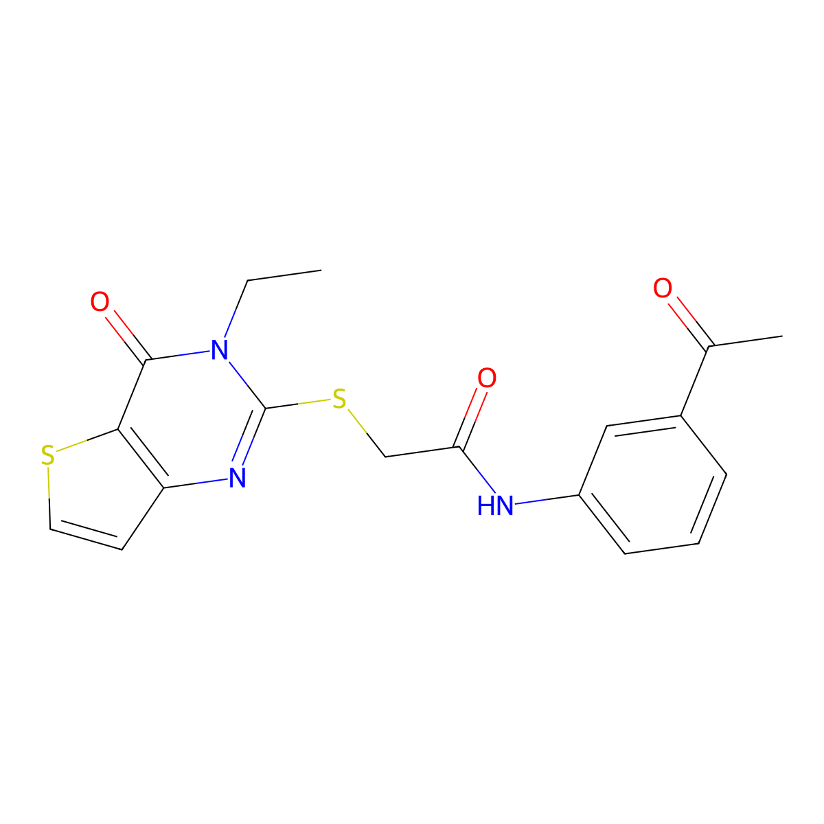 N-(3-acetylphenyl)-2-({3-ethyl-4-oxo-3H,4H-thieno[3,2-d]pyrimidin-2-yl}sulfanyl)acetamide molecular structure, CAS 1252861-83-8