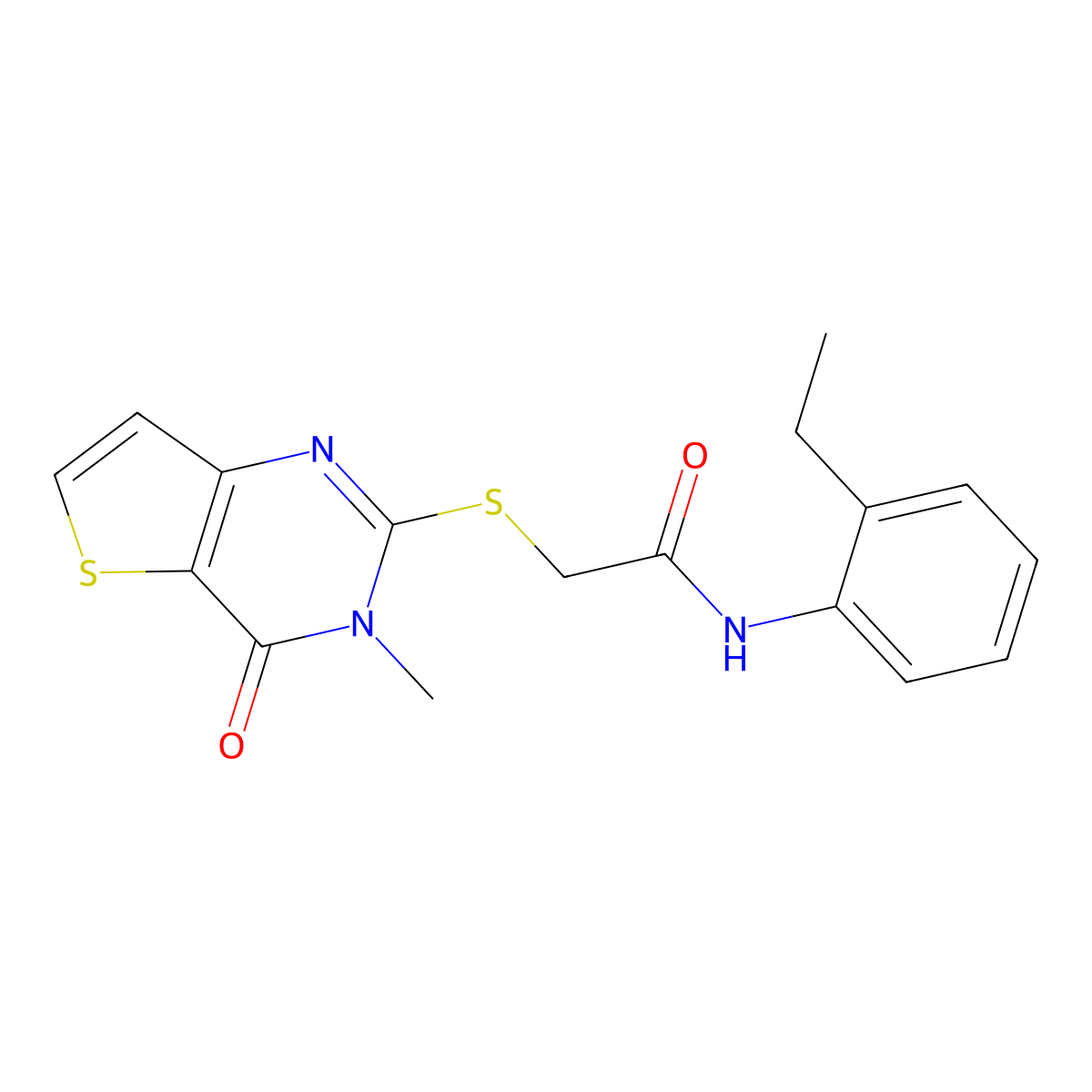 N-(2-ethylphenyl)-2-((3-methyl-4-oxo-3,4-dihydrothieno[3,2-d]pyrimidin-2-yl)thio)acetamide molecular structure, CAS 1252862-22-8