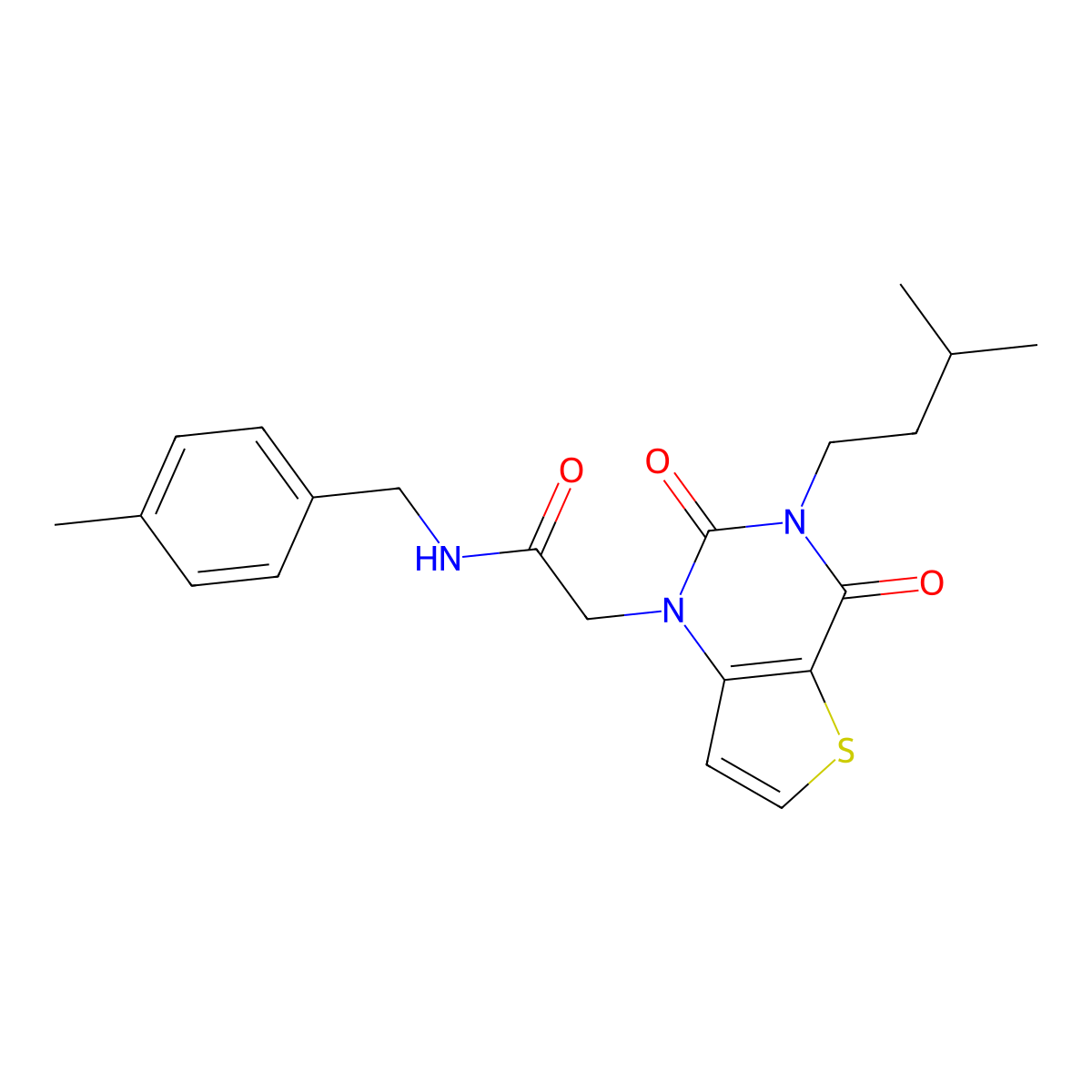 2-[3-(3-methylbutyl)-2,4-dioxo-1H,2H,3H,4H-thieno[3,2-d]pyrimidin-1-yl]-N-[(4-methylphenyl)methyl]acetamide molecular structure, CAS 1252862-45-5
