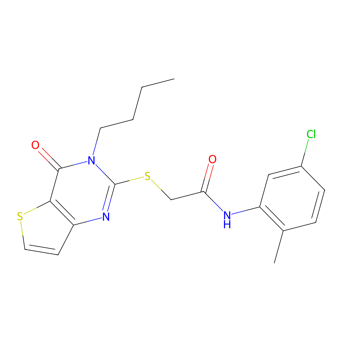 2-[(3-butyl-4-oxo-3,4-dihydrothieno[3,2-d]pyrimidin-2-yl)sulfanyl]-N-(5-chloro-2-methylphenyl)acetamide molecular structure, CAS 1252862-89-7
