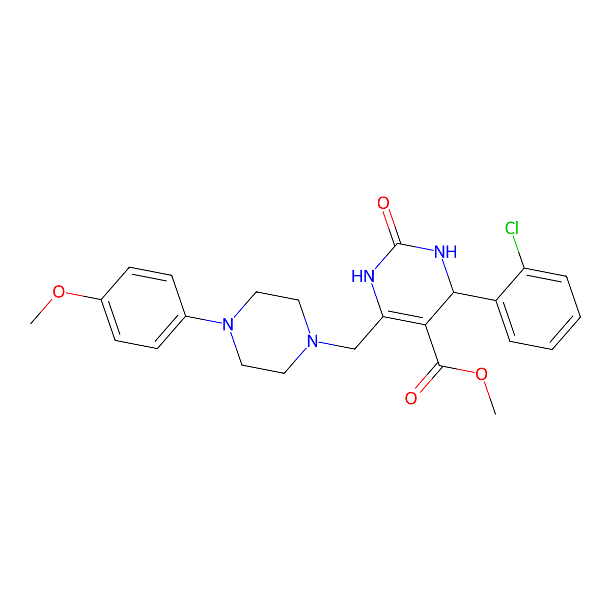 Methyl 4-(2-chlorophenyl)-6-{[4-(4-methoxyphenyl)piperazin-1-yl]methyl}-2-oxo-1,2,3,4-tetrahydropyrimidine-5-carboxylate molecular structure, CAS 1252863-51-6