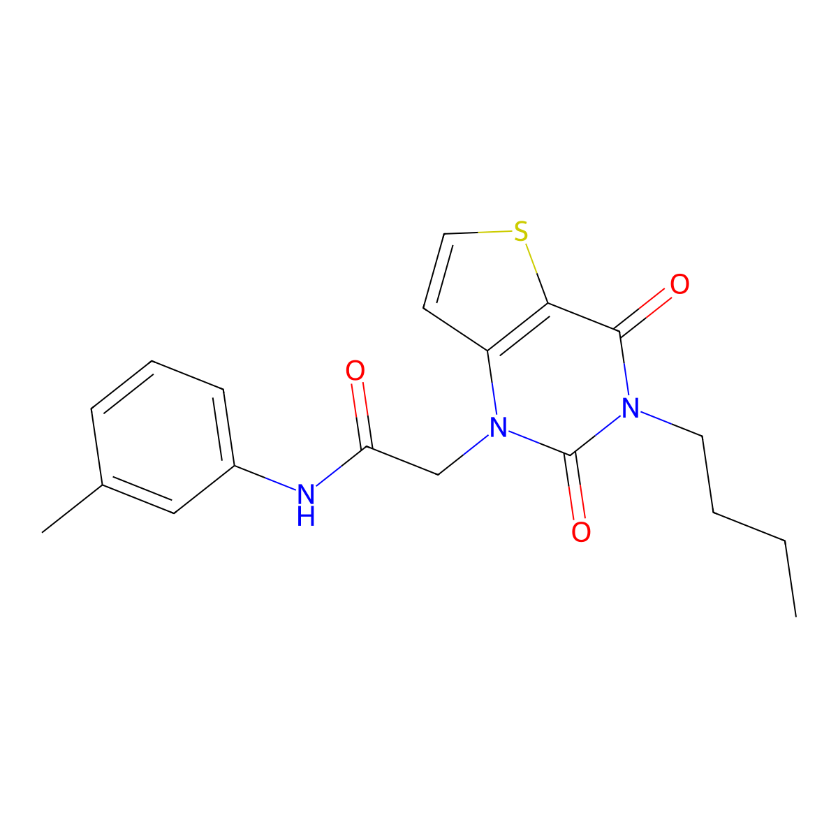 2-{3-butyl-2,4-dioxo-1H,2H,3H,4H-thieno[3,2-d]pyrimidin-1-yl}-N-(3-methylphenyl)acetamide molecular structure, CAS 1252863-52-7