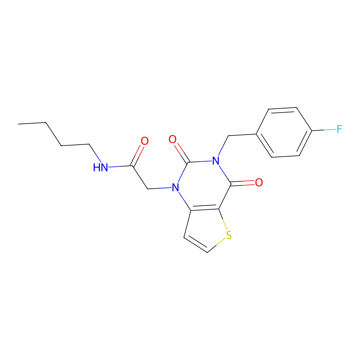 N-butyl-2-{3-[(4-fluorophenyl)methyl]-2,4-dioxo-1H,2H,3H,4H-thieno[3,2-d]pyrimidin-1-yl}acetamide molecular structure, CAS 1252863-60-7