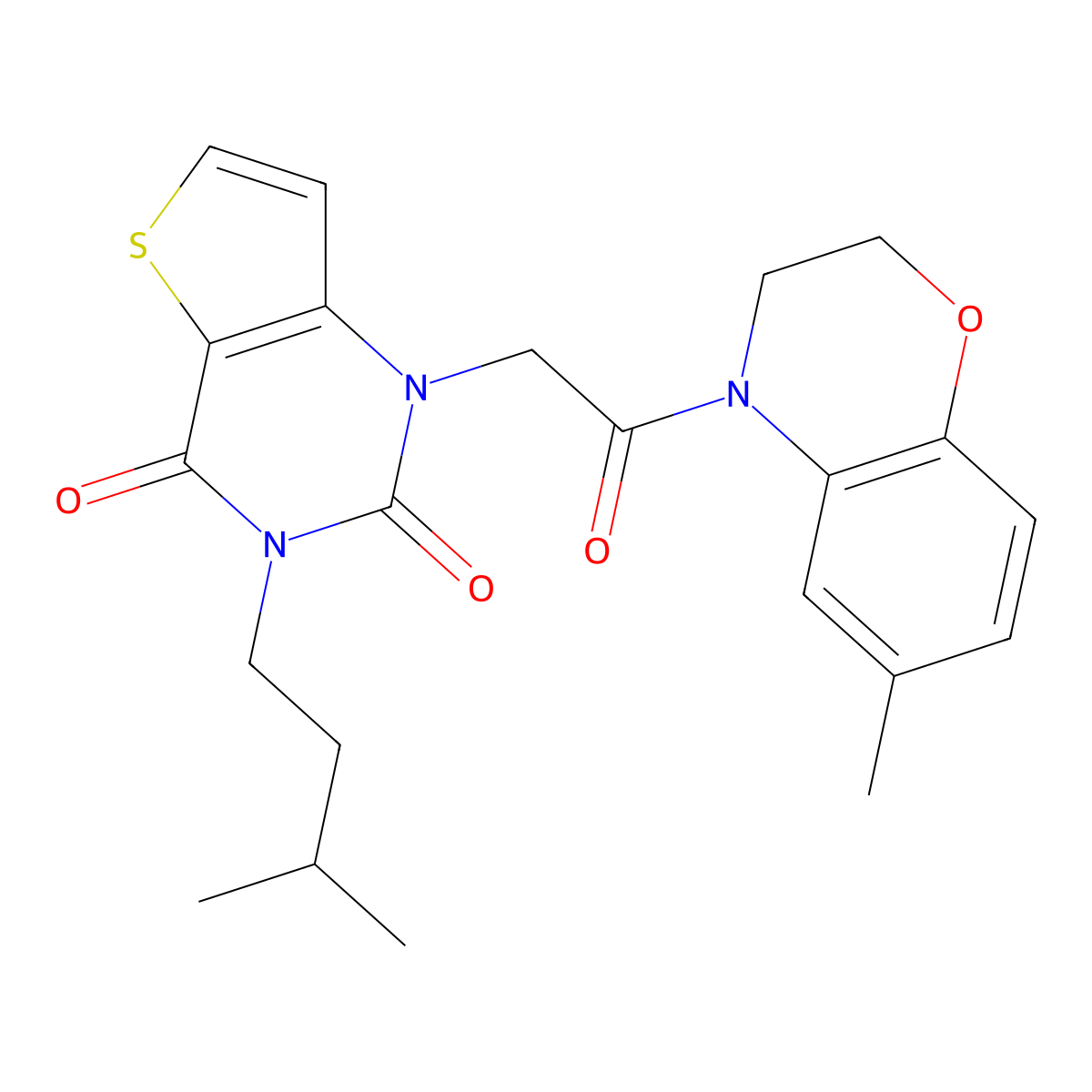 1-[2-(6-methyl-3,4-dihydro-2H-1,4-benzoxazin-4-yl)-2-oxoethyl]-3-(3-methylbutyl)-1H,2H,3H,4H-thieno[3,2-d]pyrimidine-2,4-dione molecular structure, CAS 1252863-74-3