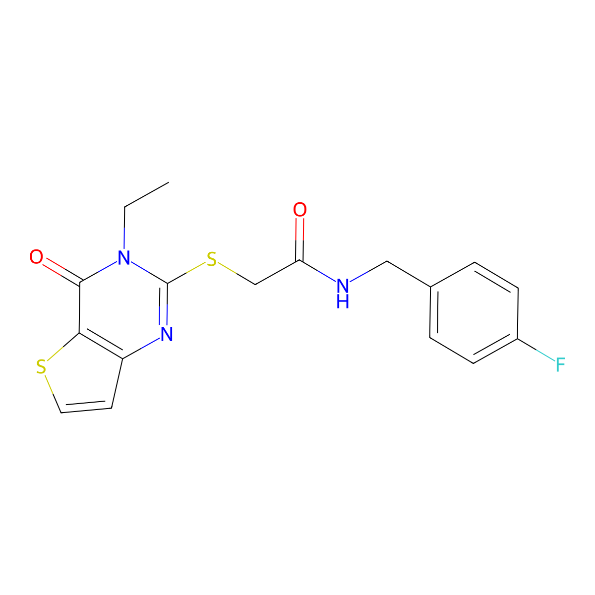 2-({3-ethyl-4-oxo-3H,4H-thieno[3,2-d]pyrimidin-2-yl}sulfanyl)-N-[(4-fluorophenyl)methyl]acetamide molecular structure, CAS 1252864-00-8