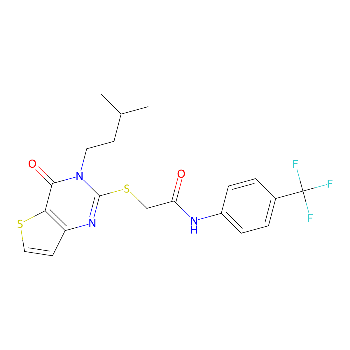2-{[3-(3-methylbutyl)-4-oxo-3,4-dihydrothieno[3,2-d]pyrimidin-2-yl]sulfanyl}-N-[4-(trifluoromethyl)phenyl]acetamide molecular structure, CAS 1252864-27-9