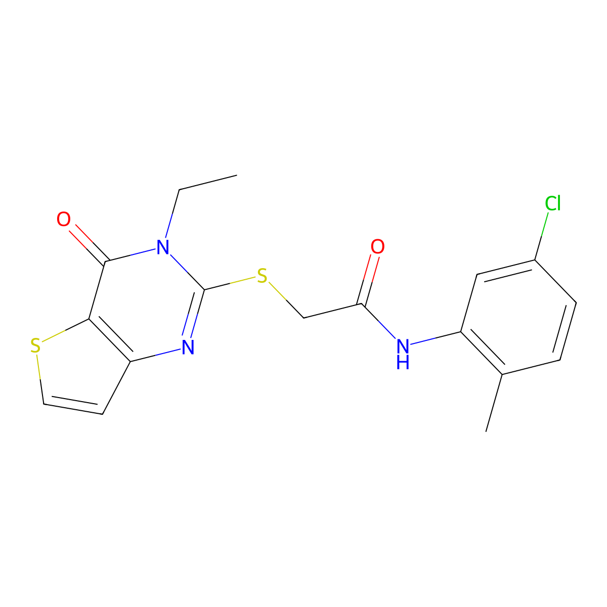 N-(5-chloro-2-methylphenyl)-2-[(3-ethyl-4-oxo-3,4-dihydrothieno[3,2-d]pyrimidin-2-yl)sulfanyl]acetamide molecular structure, CAS 1252864-91-7