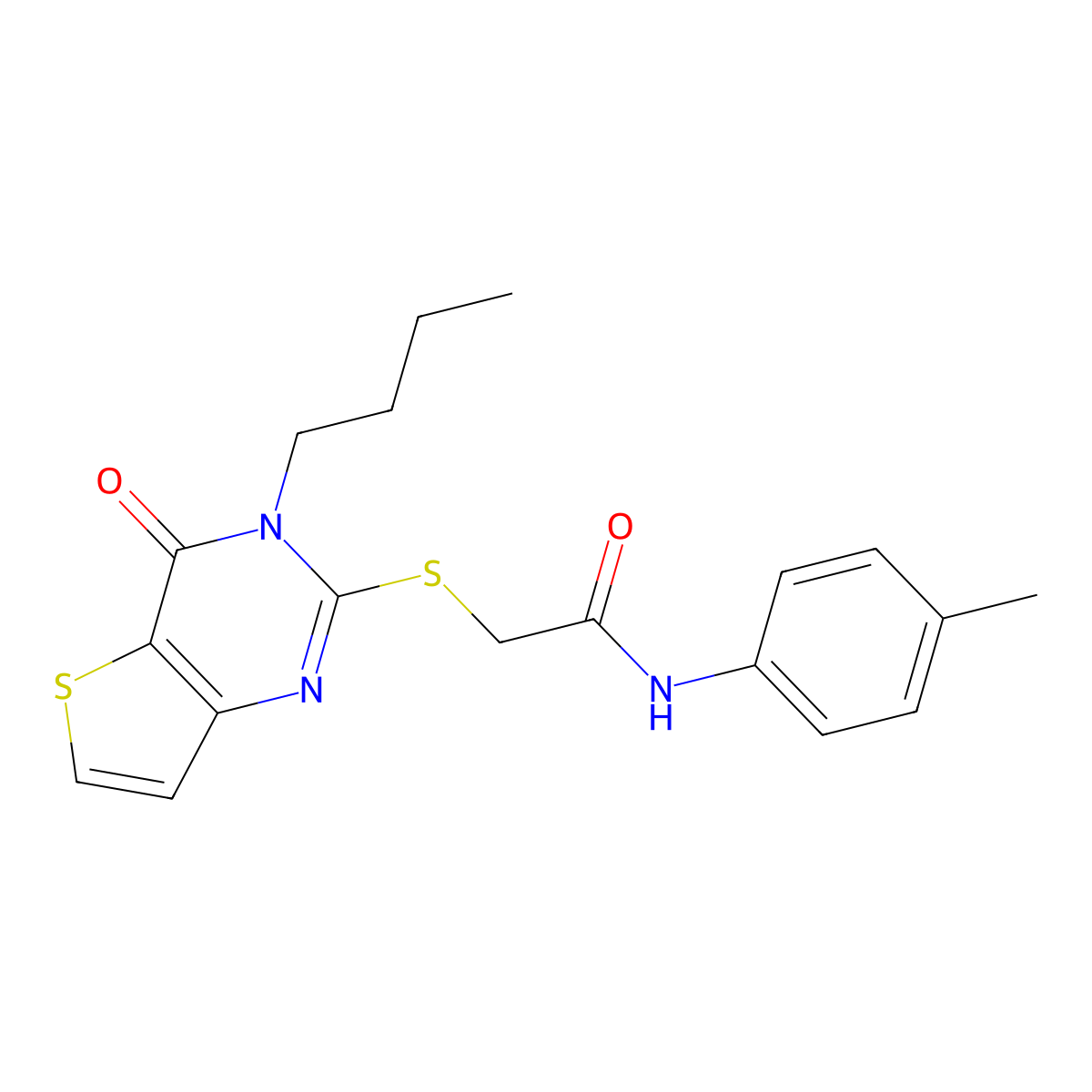 2-[(3-butyl-4-oxo-3,4-dihydrothieno[3,2-d]pyrimidin-2-yl)sulfanyl]-N-(4-methylphenyl)acetamide molecular structure, CAS 1252864-97-3