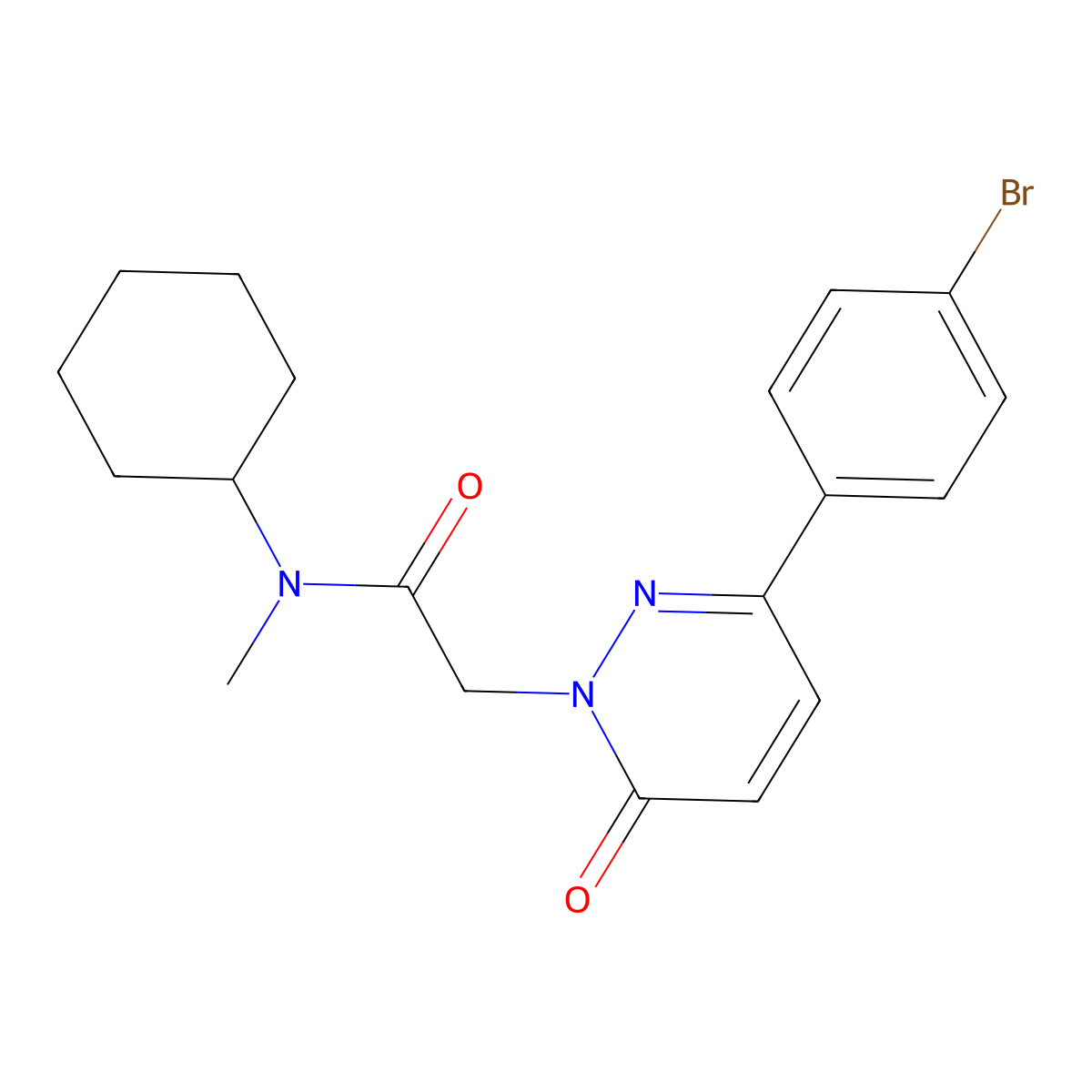 2-[3-(4-bromophenyl)-6-oxo-1,6-dihydropyridazin-1-yl]-N-cyclohexyl-N-methylacetamide molecular structure, CAS 1252865-02-3