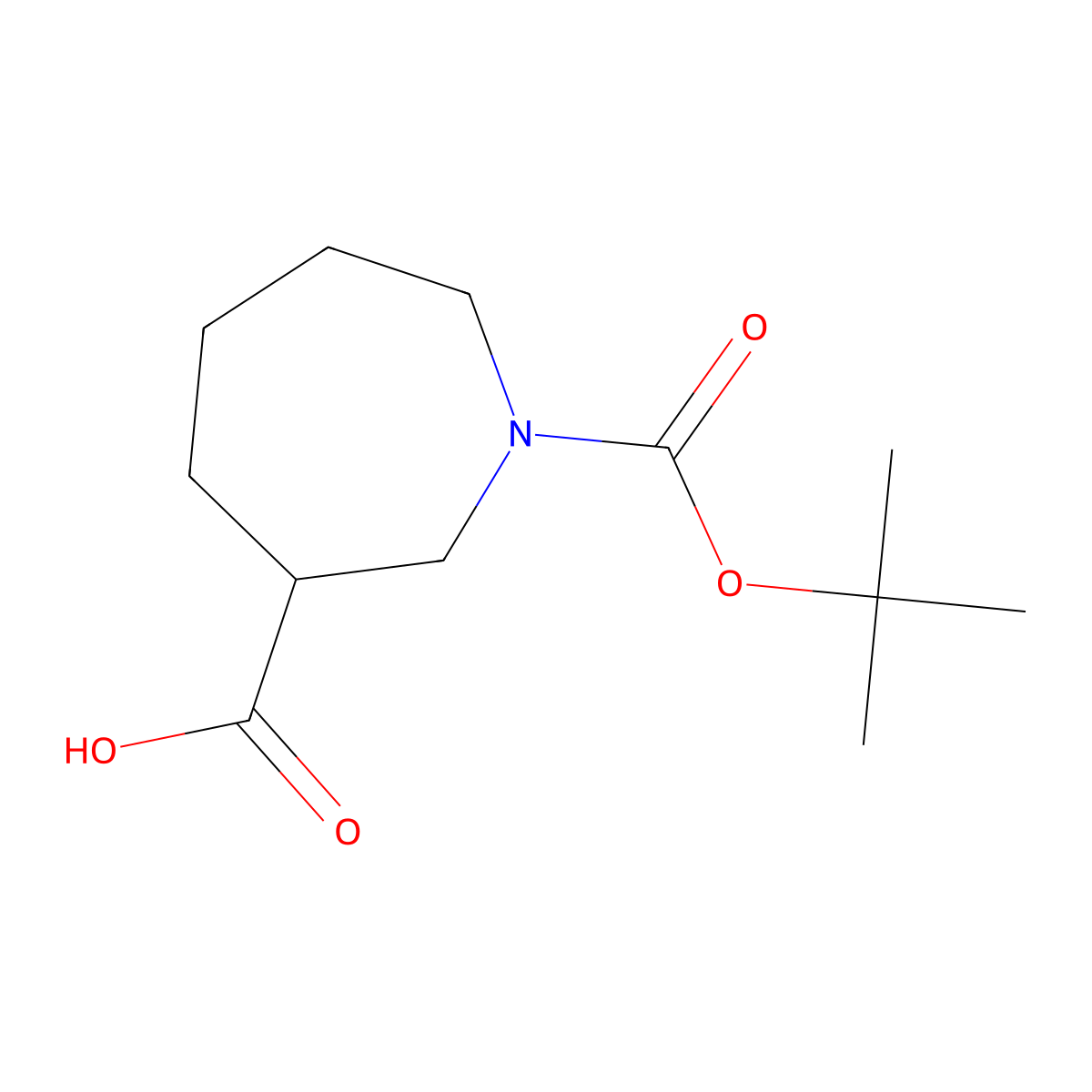 1-((Tert-butoxy)carbonyl)azepane-3-carboxylic acid molecular structure, CAS 1252867-16-5