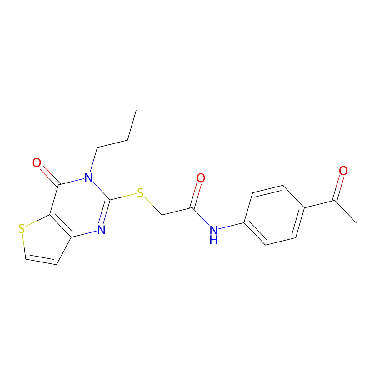 N-(4-acetylphenyl)-2-({4-oxo-3-propyl-3H,4H-thieno[3,2-d]pyrimidin-2-yl}sulfanyl)acetamide molecular structure, CAS 1252876-13-3