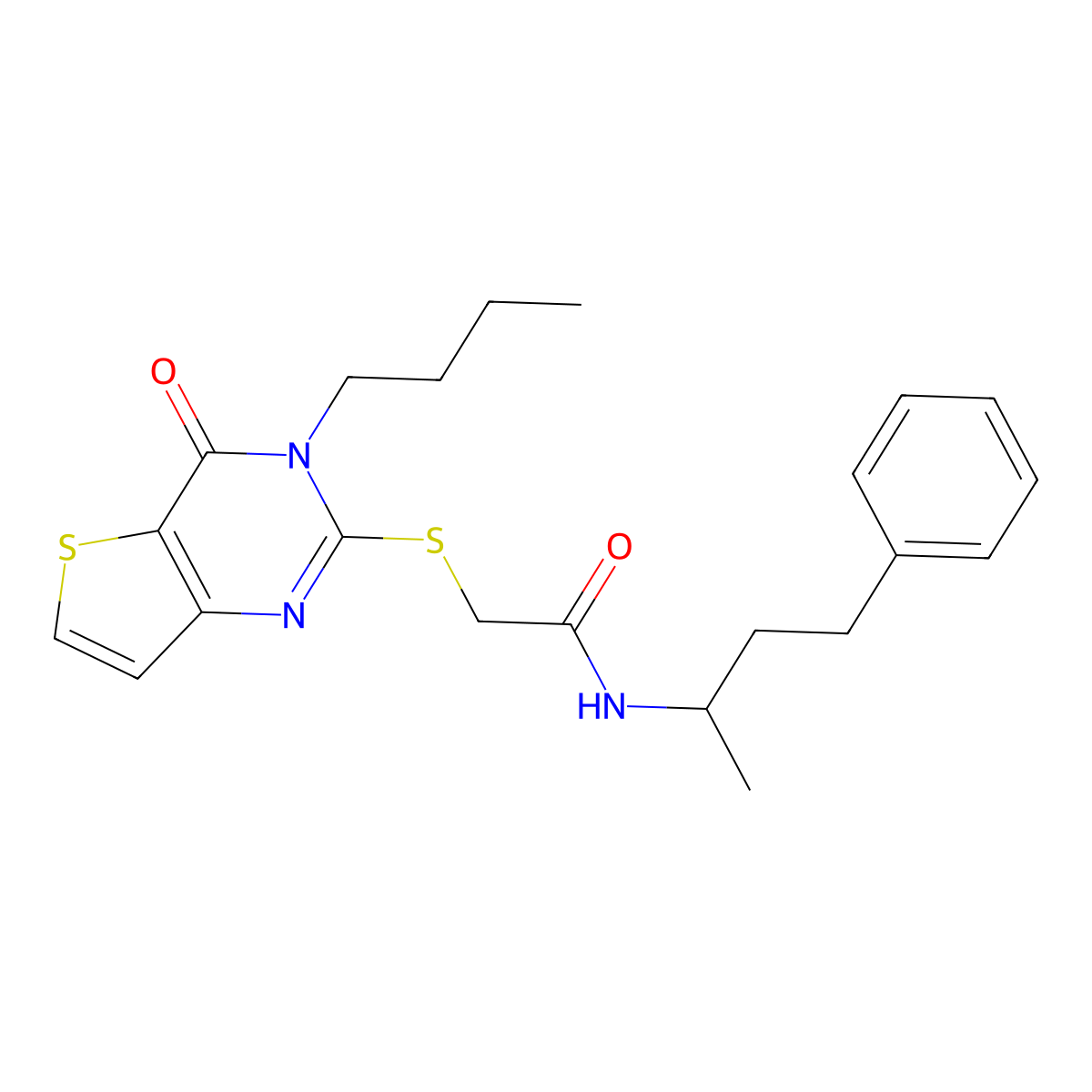 2-[(3-butyl-4-oxo-3,4-dihydrothieno[3,2-d]pyrimidin-2-yl)sulfanyl]-N-(4-phenylbutan-2-yl)acetamide molecular structure, CAS 1252876-46-2