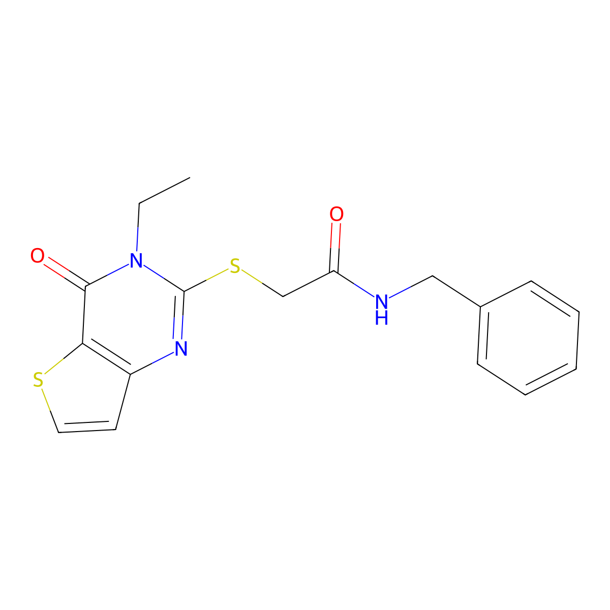 N-benzyl-2-({3-ethyl-4-oxo-3H,4H-thieno[3,2-d]pyrimidin-2-yl}sulfanyl)acetamide molecular structure, CAS 1252876-52-0