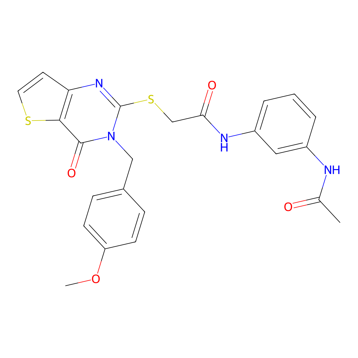 N-(3-acetamidophenyl)-2-({3-[(4-methoxyphenyl)methyl]-4-oxo-3H,4H-thieno[3,2-d]pyrimidin-2-yl}sulfanyl)acetamide molecular structure, CAS 1252877-86-3