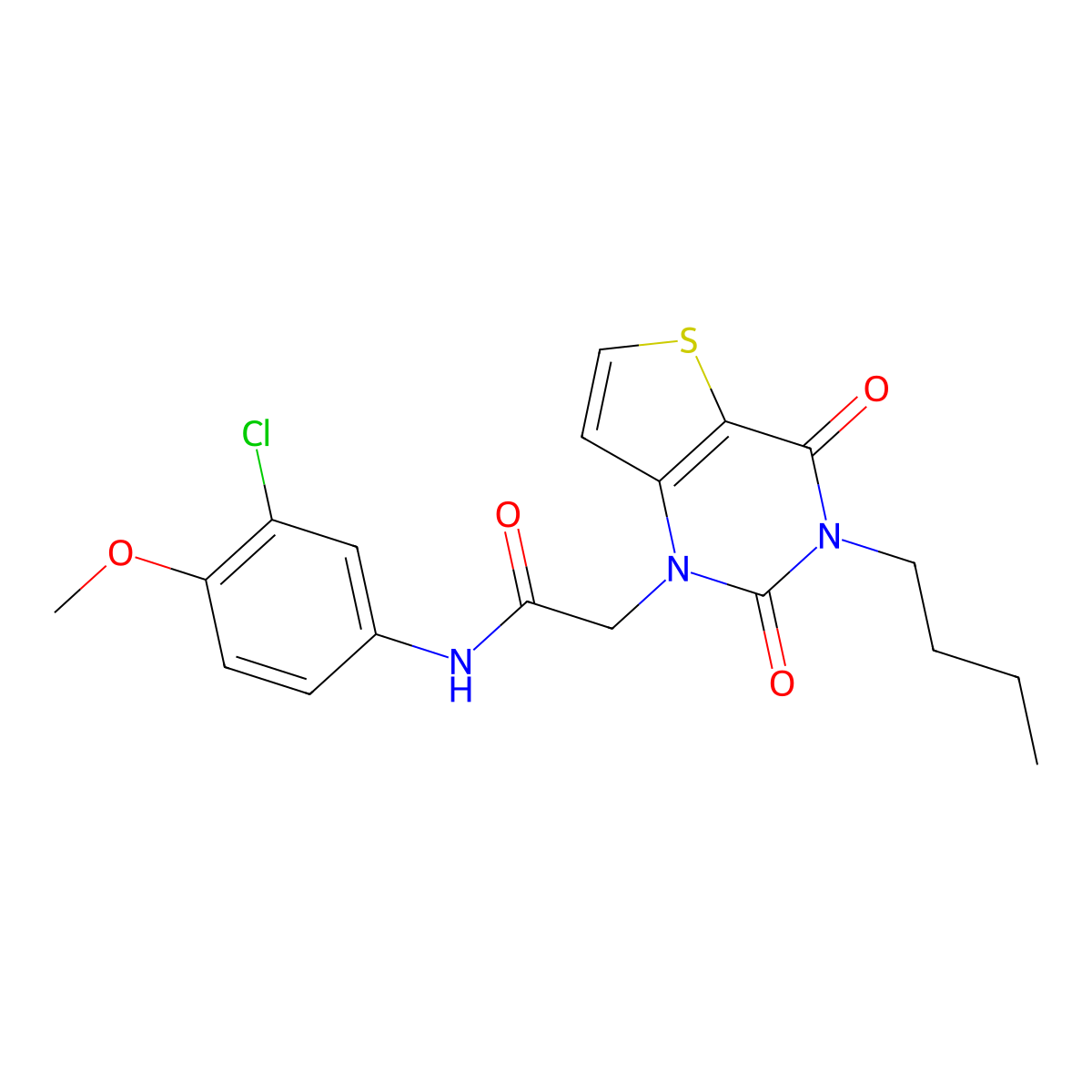 2-(3-butyl-2,4-dioxo-3,4-dihydrothieno[3,2-d]pyrimidin-1(2H)-yl)-N-(3-chloro-4-methoxyphenyl)acetamide molecular structure, CAS 1252878-82-2
