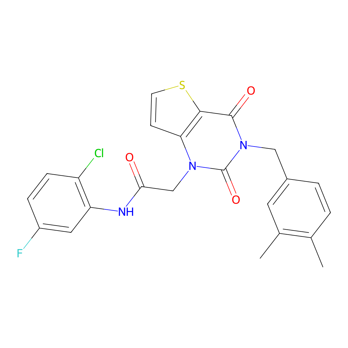N-(2-chloro-5-fluorophenyl)-2-(3-(3,4-dimethylbenzyl)-2,4-dioxo-3,4-dihydrothieno[3,2-d]pyrimidin-1(2H)-yl)acetamide molecular structure, CAS 1252880-57-1