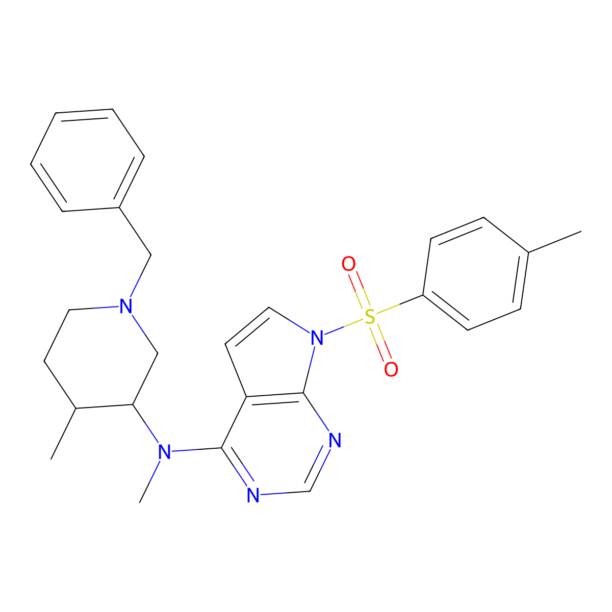 N-(1-Benzyl-4-methylpiperidin-3-yl)-N-methyl-7-tosyl-7H-pyrrolo[2,3-d]pyrimidin-4-amine molecular structure, CAS 1252883-87-6