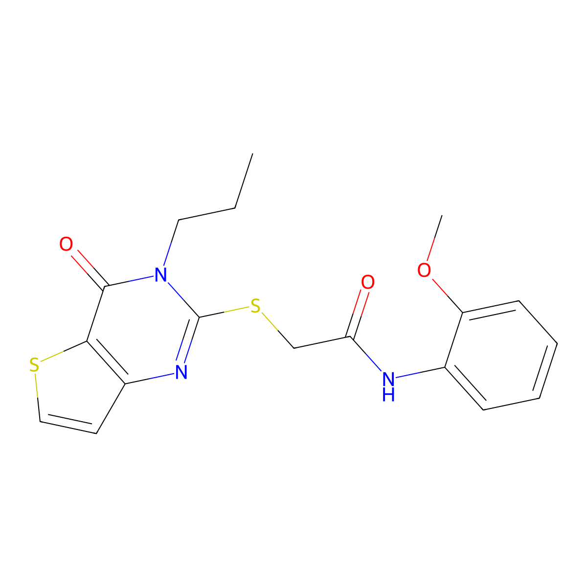 N-(2-methoxyphenyl)-2-[(4-oxo-3-propyl-3,4-dihydrothieno[3,2-d]pyrimidin-2-yl)sulfanyl]acetamide molecular structure, CAS 1252884-03-9