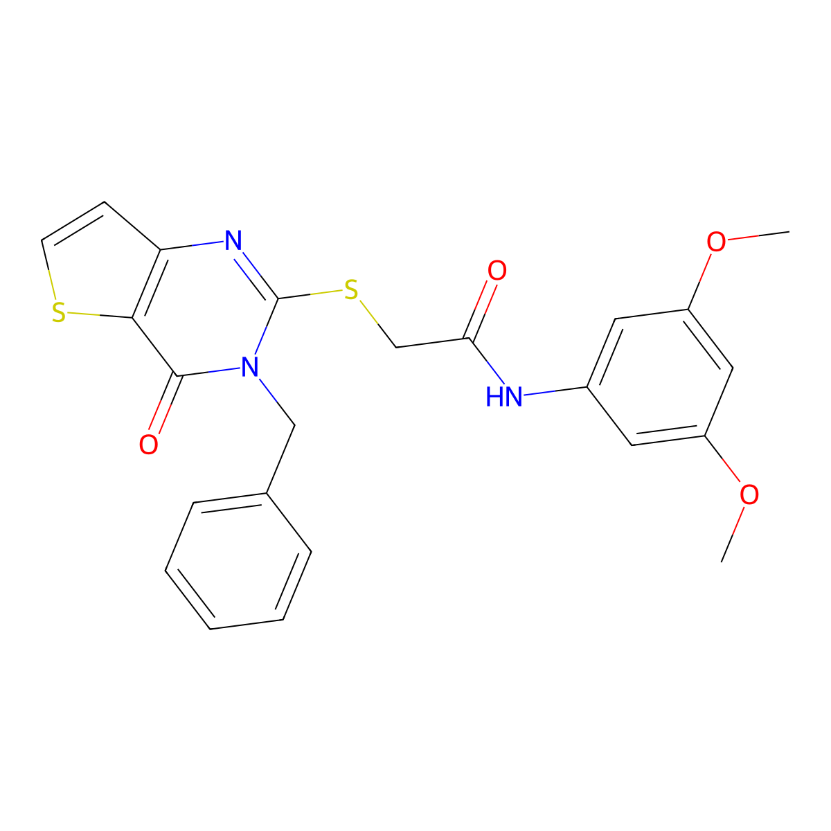2-({3-benzyl-4-oxo-3H,4H-thieno[3,2-d]pyrimidin-2-yl}sulfanyl)-N-(3,5-dimethoxyphenyl)acetamide molecular structure, CAS 1252884-26-6