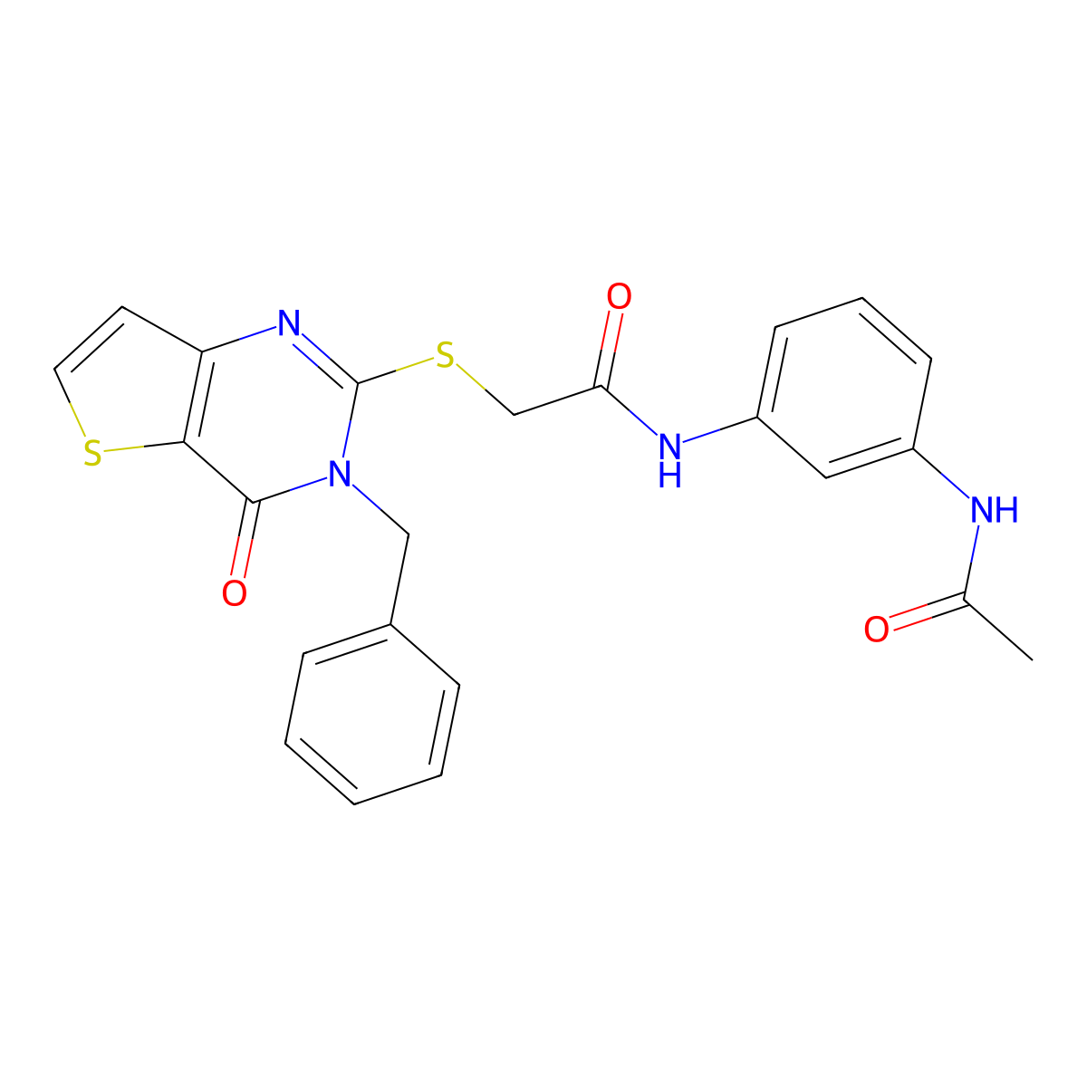 2-({3-benzyl-4-oxo-3H,4H-thieno[3,2-d]pyrimidin-2-yl}sulfanyl)-N-(3-acetamidophenyl)acetamide molecular structure, CAS 1252884-60-8
