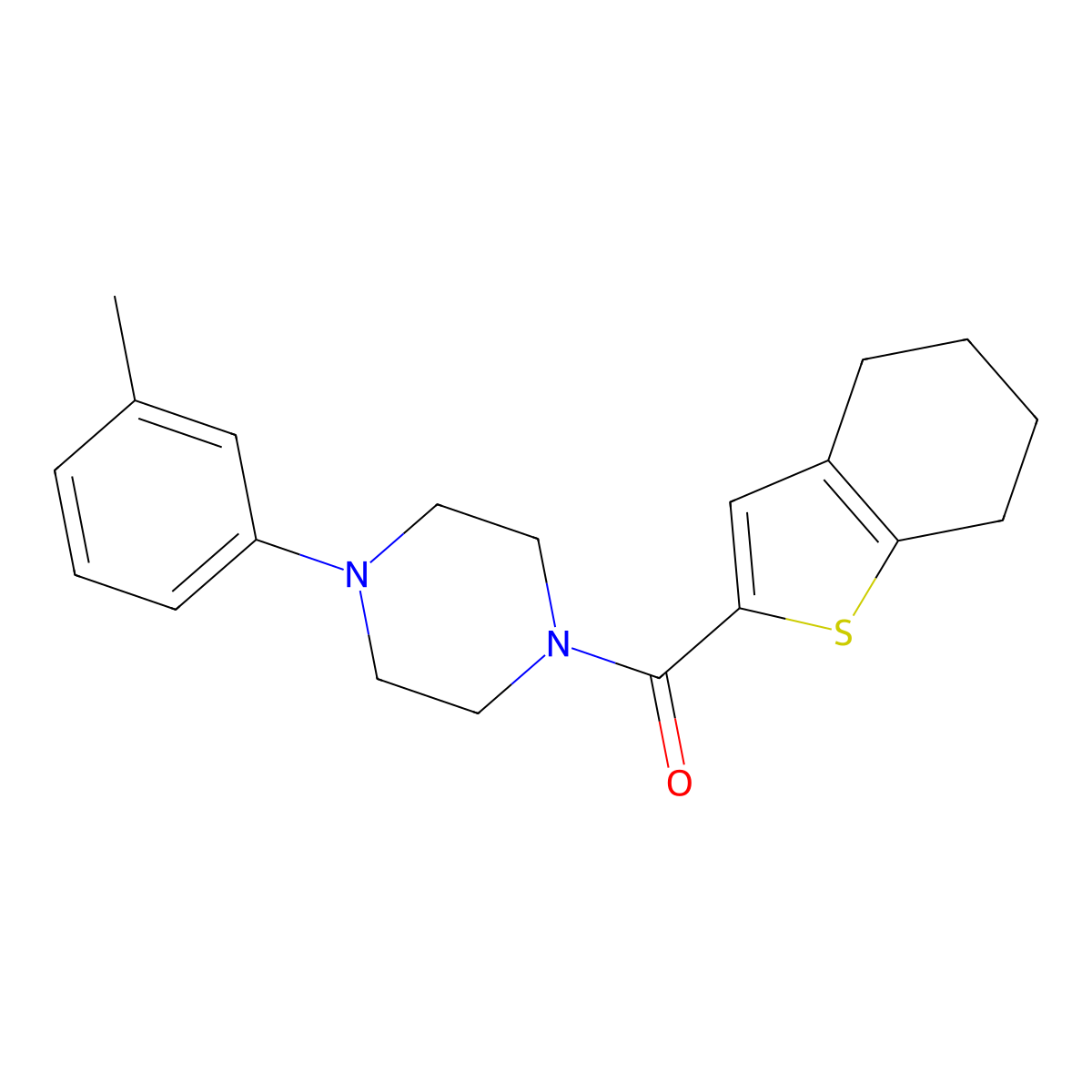 1-(3-Methylphenyl)-4-(4,5,6,7-tetrahydro-1-benzothiophene-2-carbonyl)piperazine molecular structure, CAS 1252884-95-9