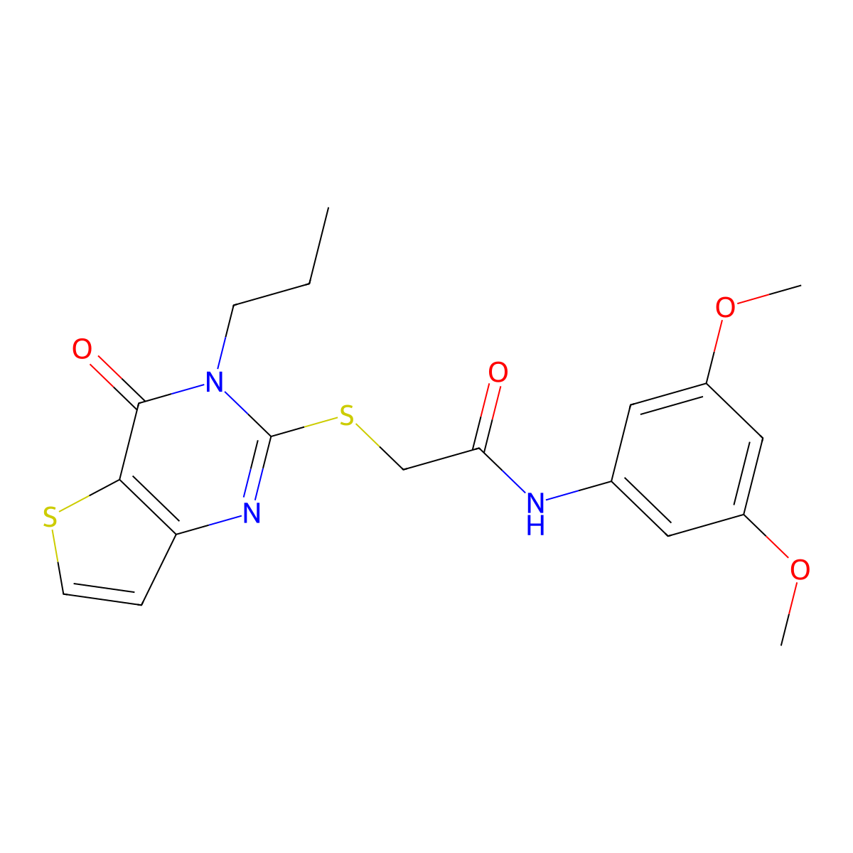N-(3,5-dimethoxyphenyl)-2-({4-oxo-3-propyl-3H,4H-thieno[3,2-d]pyrimidin-2-yl}sulfanyl)acetamide molecular structure, CAS 1252886-04-6