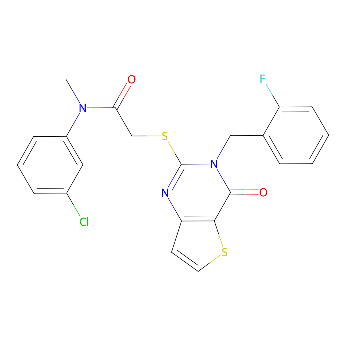 N-(3-chlorophenyl)-2-{[3-(2-fluorobenzyl)-4-oxo-3,4-dihydrothieno[3,2-d]pyrimidin-2-yl]sulfanyl}-N-methylacetamide molecular structure, CAS 1252886-43-3