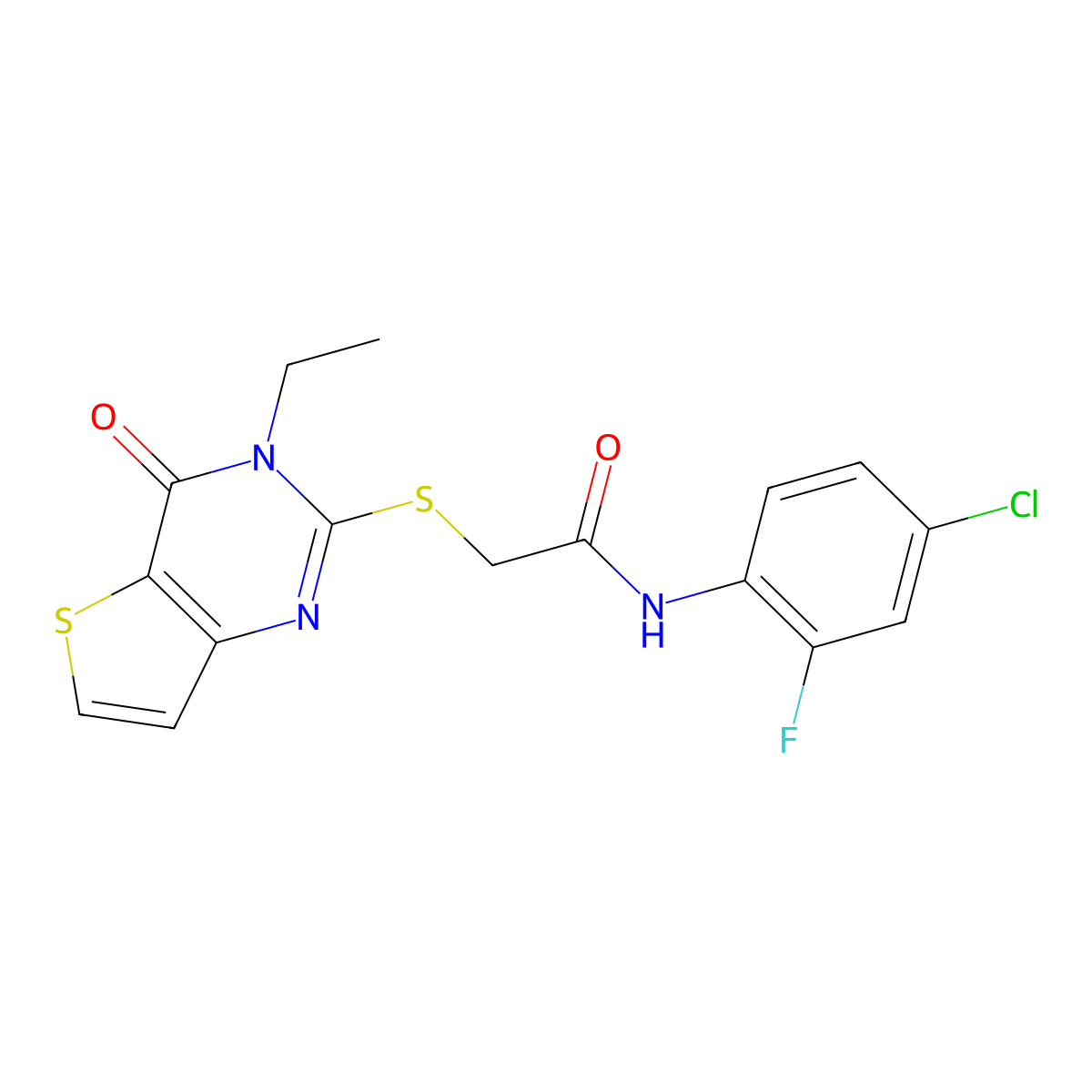 N-(4-chloro-2-fluorophenyl)-2-({3-ethyl-4-oxo-3H,4H-thieno[3,2-d]pyrimidin-2-yl}sulfanyl)acetamide molecular structure, CAS 1252886-86-4