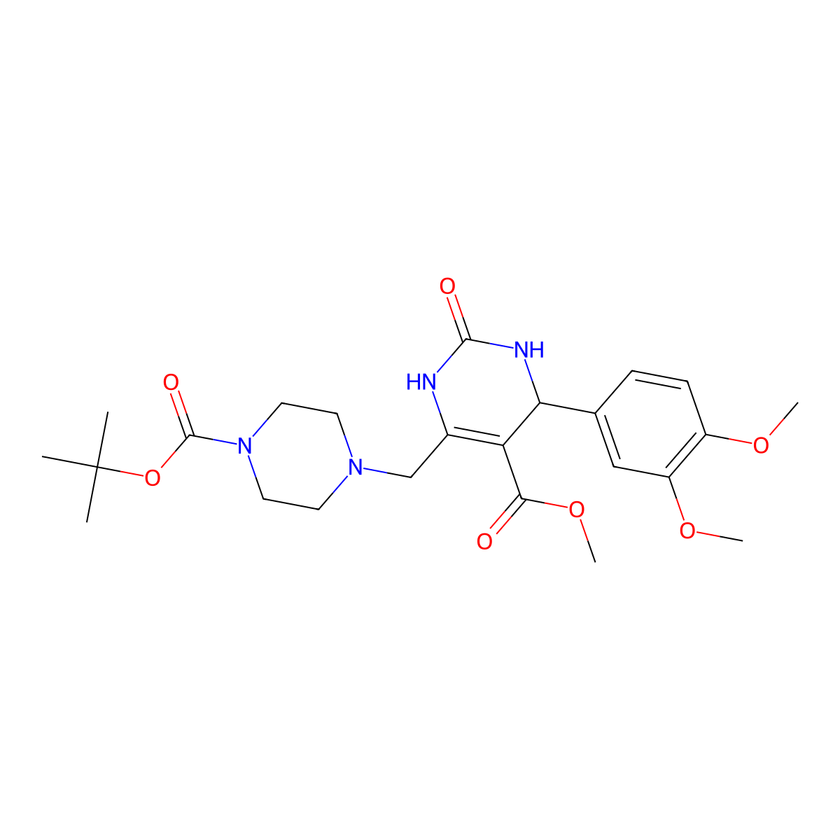 Methyl 6-({4-[(tert-butoxy)carbonyl]piperazin-1-yl}methyl)-4-(3,4-dimethoxyphenyl)-2-oxo-1,2,3,4-tetrahydropyrimidine-5-carboxylate molecular structure, CAS 1252887-46-9