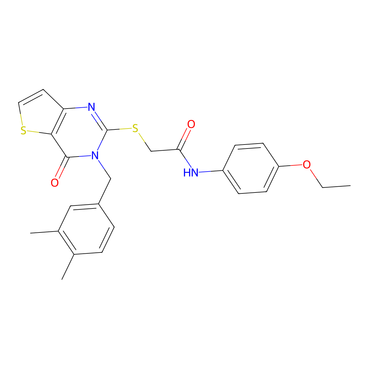 2-{[3-(3,4-dimethylbenzyl)-4-oxo-3,4-dihydrothieno[3,2-d]pyrimidin-2-yl]sulfanyl}-N-(4-ethoxyphenyl)acetamide molecular structure, CAS 1252888-50-8