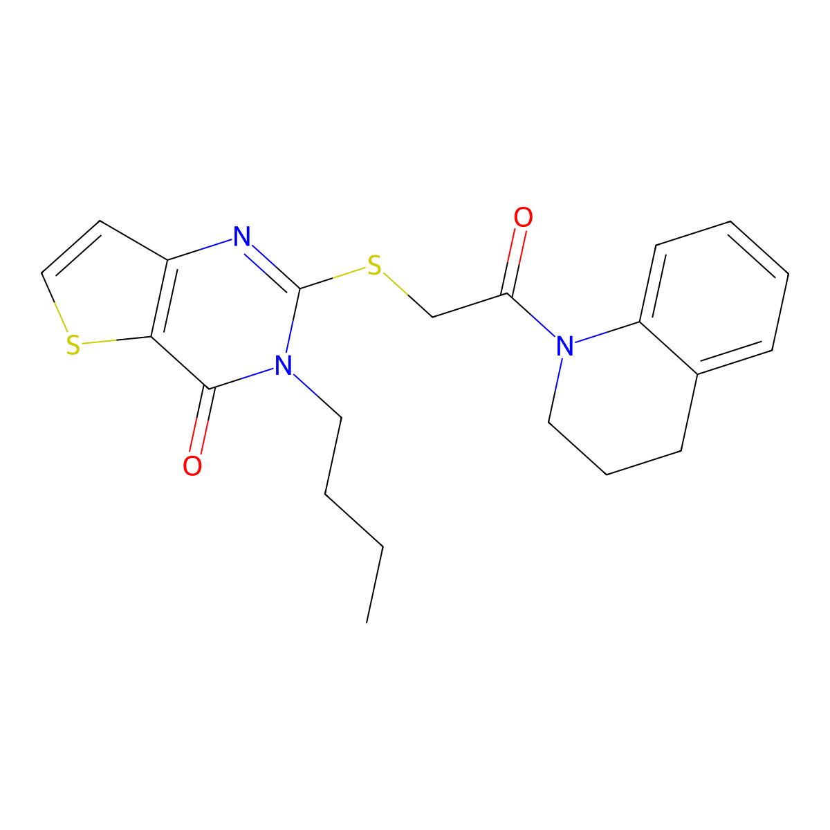 3-butyl-2-{[2-(3,4-dihydroquinolin-1(2H)-yl)-2-oxoethyl]sulfanyl}thieno[3,2-d]pyrimidin-4(3H)-one molecular structure, CAS 1252889-34-1