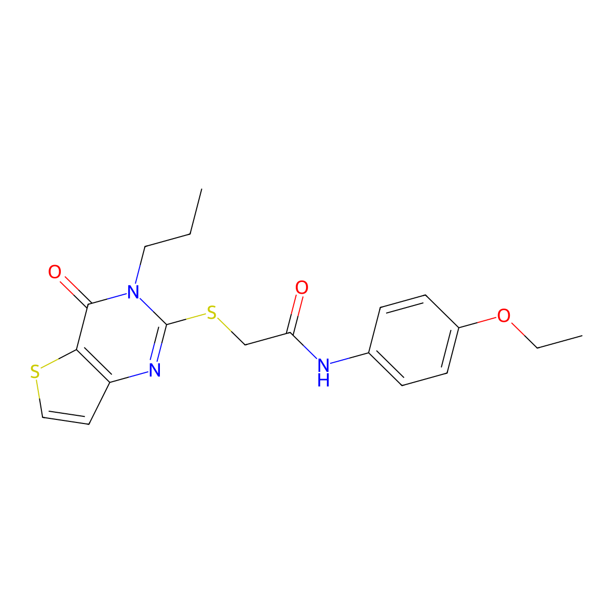 N-(4-ethoxyphenyl)-2-({4-oxo-3-propyl-3H,4H-thieno[3,2-d]pyrimidin-2-yl}sulfanyl)acetamide molecular structure, CAS 1252889-39-6