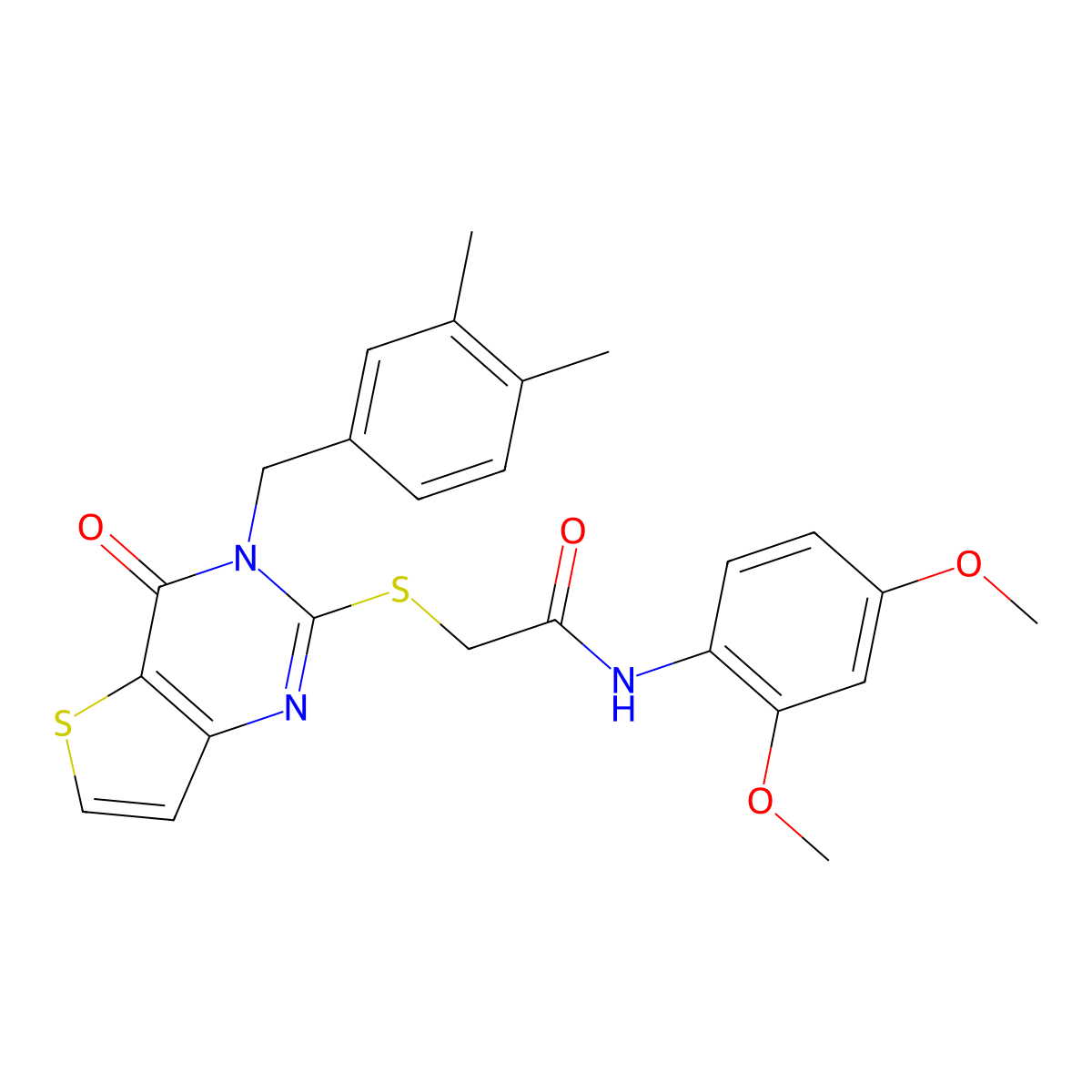 N-(2,4-dimethoxyphenyl)-2-{[3-(3,4-dimethylbenzyl)-4-oxo-3,4-dihydrothieno[3,2-d]pyrimidin-2-yl]sulfanyl}acetamide molecular structure, CAS 1252889-46-5