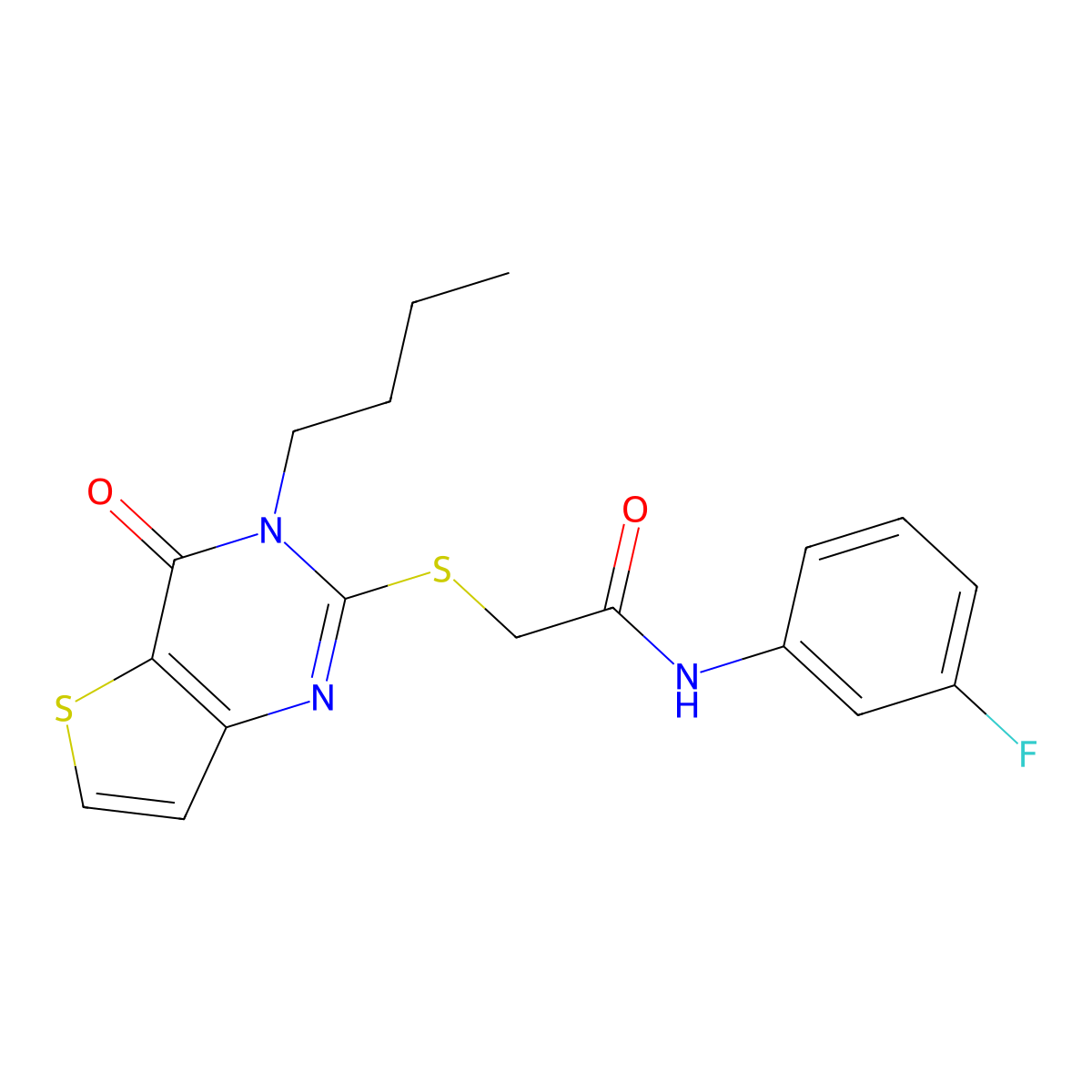 2-[(3-butyl-4-oxo-3,4-dihydrothieno[3,2-d]pyrimidin-2-yl)sulfanyl]-N-(3-fluorophenyl)acetamide molecular structure, CAS 1252889-90-9