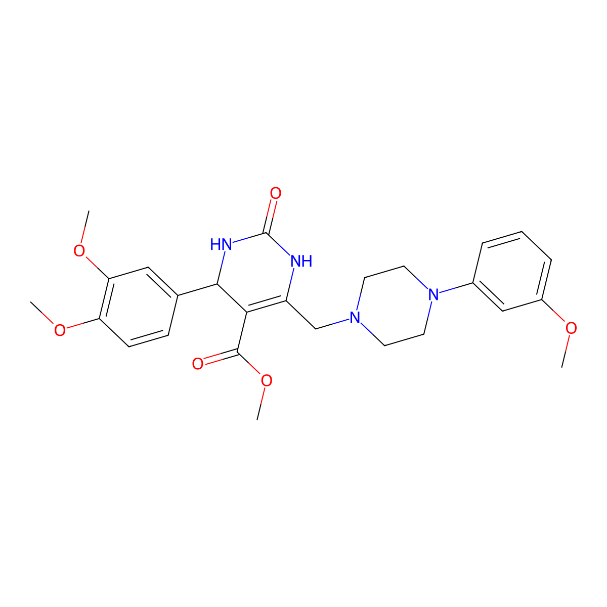 Methyl 4-(3,4-dimethoxyphenyl)-6-{[4-(3-methoxyphenyl)piperazin-1-yl]methyl}-2-oxo-1,2,3,4-tetrahydropyrimidine-5-carboxylate molecular structure, CAS 1252890-21-3