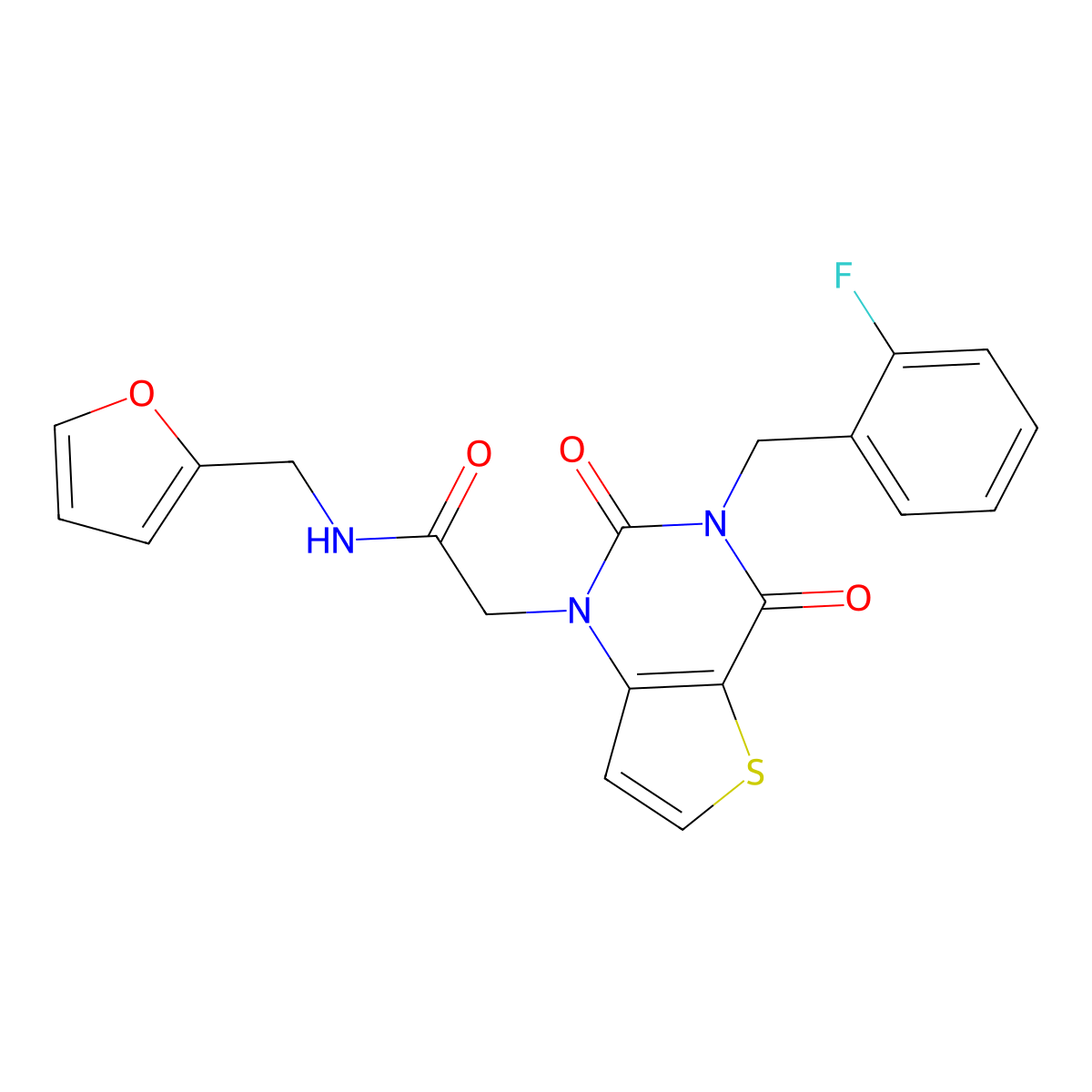 2-[3-(2-fluorobenzyl)-2,4-dioxo-3,4-dihydrothieno[3,2-d]pyrimidin-1(2H)-yl]-N-(furan-2-ylmethyl)acetamide molecular structure, CAS 1252890-52-0