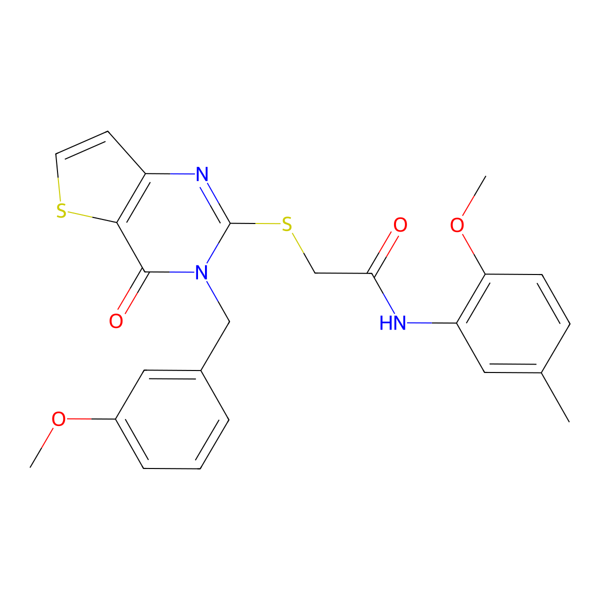 2-{[3-(3-methoxybenzyl)-4-oxo-3,4-dihydrothieno[3,2-d]pyrimidin-2-yl]sulfanyl}-N-(2-methoxy-5-methylphenyl)acetamide molecular structure, CAS 1252890-60-0