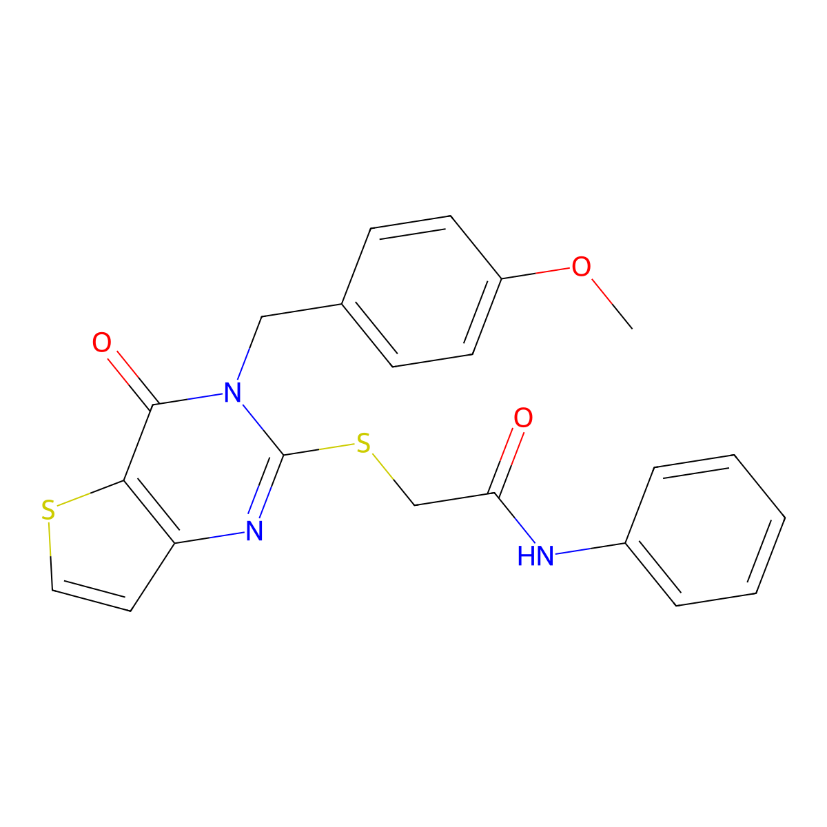 2-((3-(4-methoxybenzyl)-4-oxo-3,4-dihydrothieno[3,2-d]pyrimidin-2-yl)thio)-N-phenylacetamide molecular structure, CAS 1252891-79-4