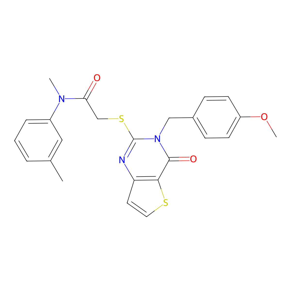 2-{[3-(4-methoxybenzyl)-4-oxo-3,4-dihydrothieno[3,2-d]pyrimidin-2-yl]sulfanyl}-N-methyl-N-(3-methylphenyl)acetamide molecular structure, CAS 1252892-61-7