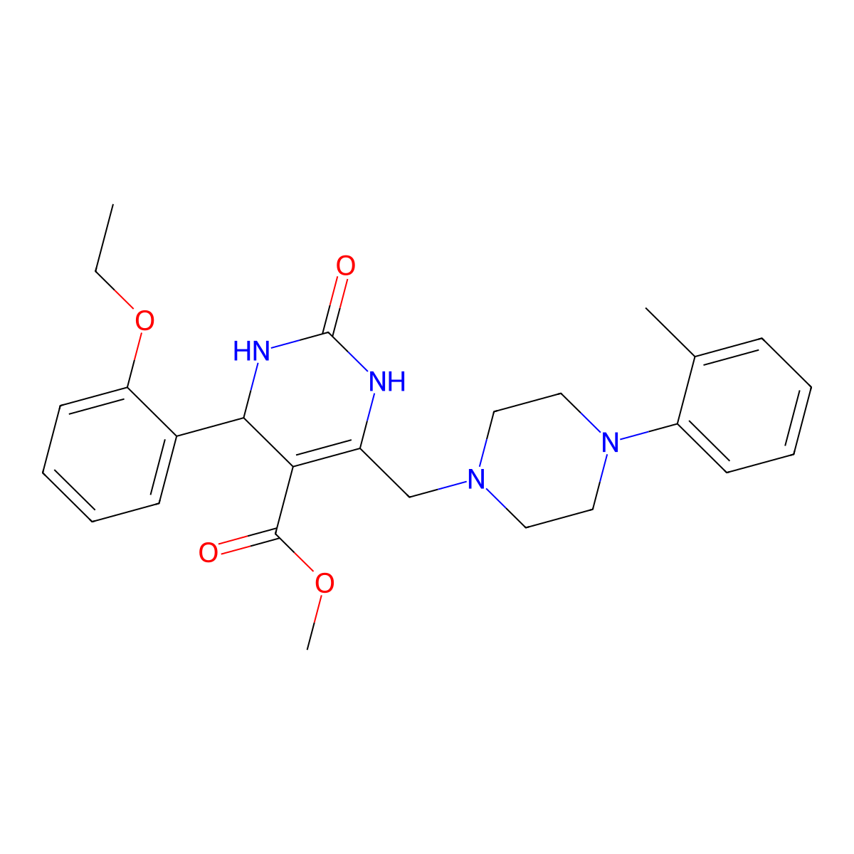 Methyl 4-(2-ethoxyphenyl)-6-{[4-(2-methylphenyl)piperazin-1-yl]methyl}-2-oxo-1,2,3,4-tetrahydropyrimidine-5-carboxylate molecular structure, CAS 1252893-87-0