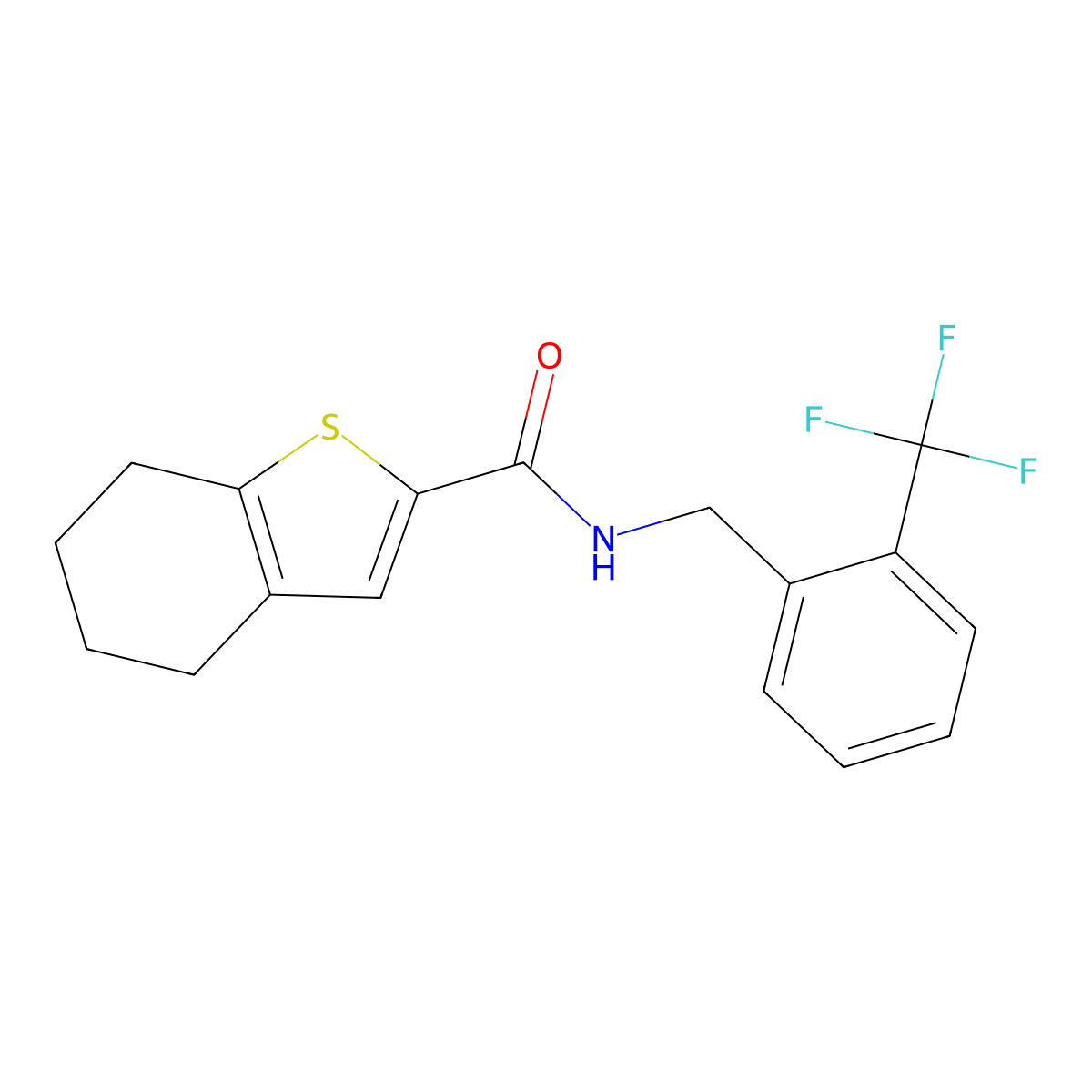 N-[2-(trifluoromethyl)benzyl]-4,5,6,7-tetrahydro-1-benzothiophene-2-carboxamide molecular structure, CAS 1252893-89-2