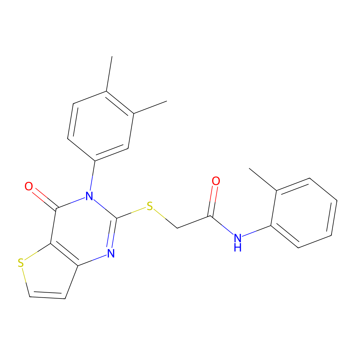 2-{[3-(3,4-dimethylphenyl)-4-oxo-3,4-dihydrothieno[3,2-d]pyrimidin-2-yl]sulfanyl}-N-(2-methylphenyl)acetamide molecular structure, CAS 1252893-96-1