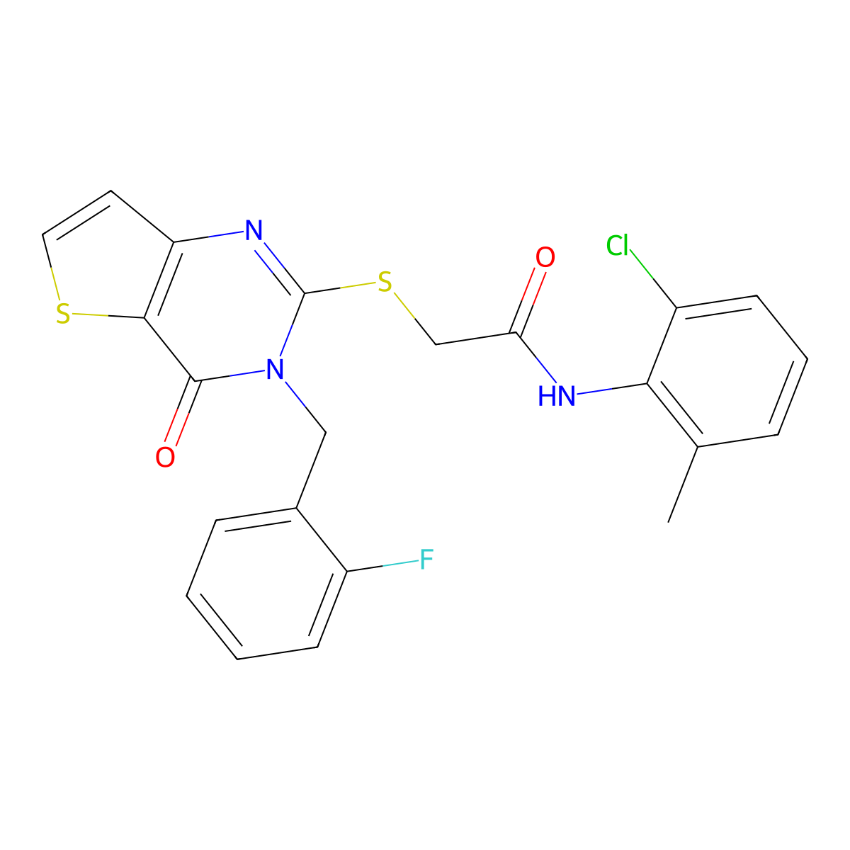 N-(2-chloro-6-methylphenyl)-2-{[3-(2-fluorobenzyl)-4-oxo-3,4-dihydrothieno[3,2-d]pyrimidin-2-yl]sulfanyl}acetamide molecular structure, CAS 1252894-22-6