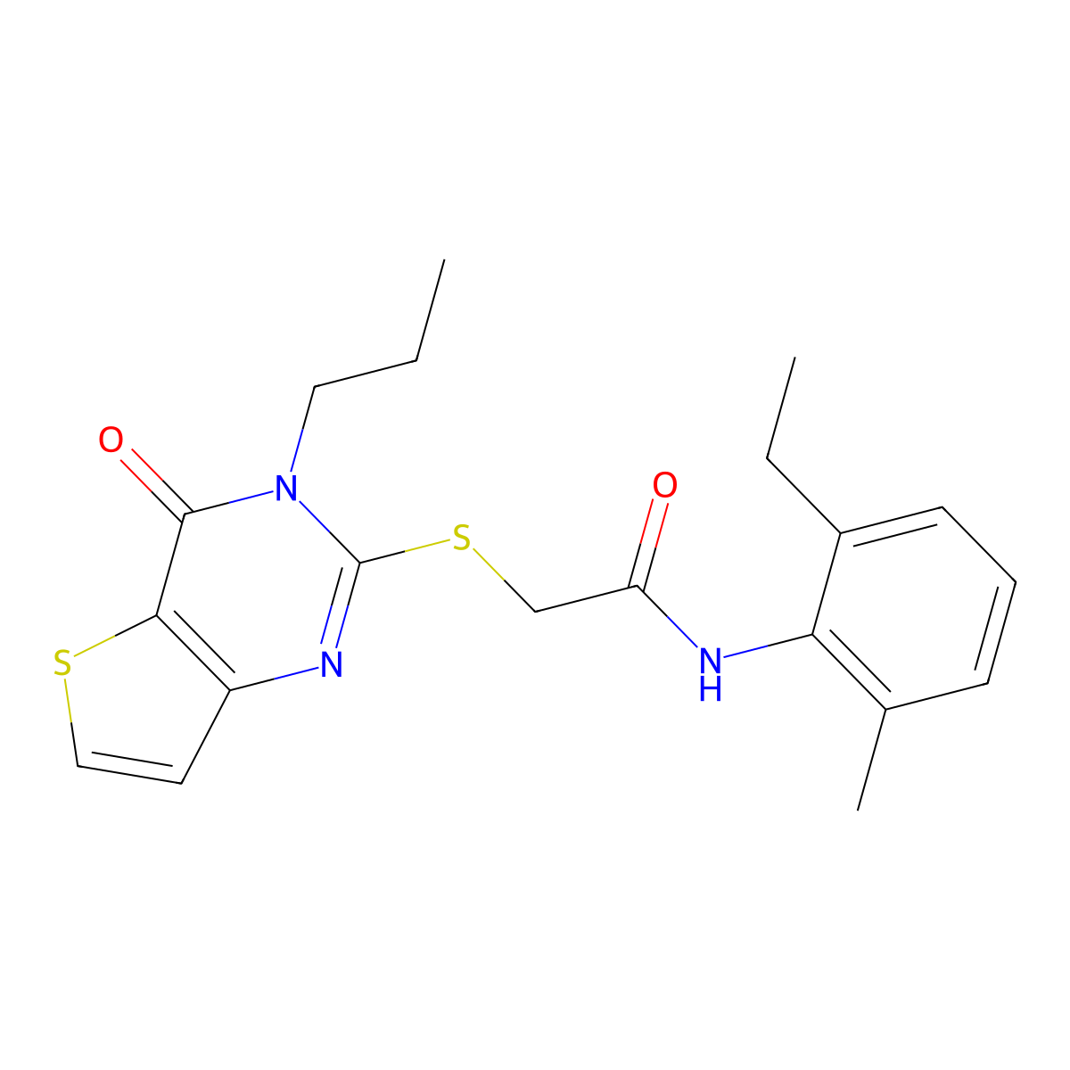 N-(2-ethyl-6-methylphenyl)-2-({4-oxo-3-propyl-3H,4H-thieno[3,2-d]pyrimidin-2-yl}sulfanyl)acetamide molecular structure, CAS 1252894-85-1