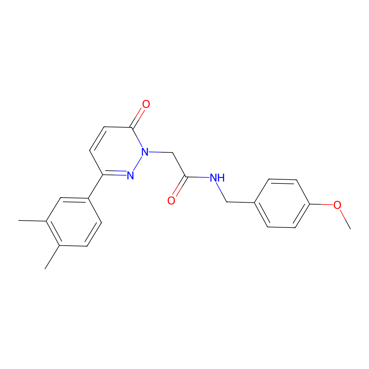 2-(3-(3,4-dimethylphenyl)-6-oxopyridazin-1(6H)-yl)-N-(4-methoxybenzyl)acetamide molecular structure, CAS 1252896-20-0