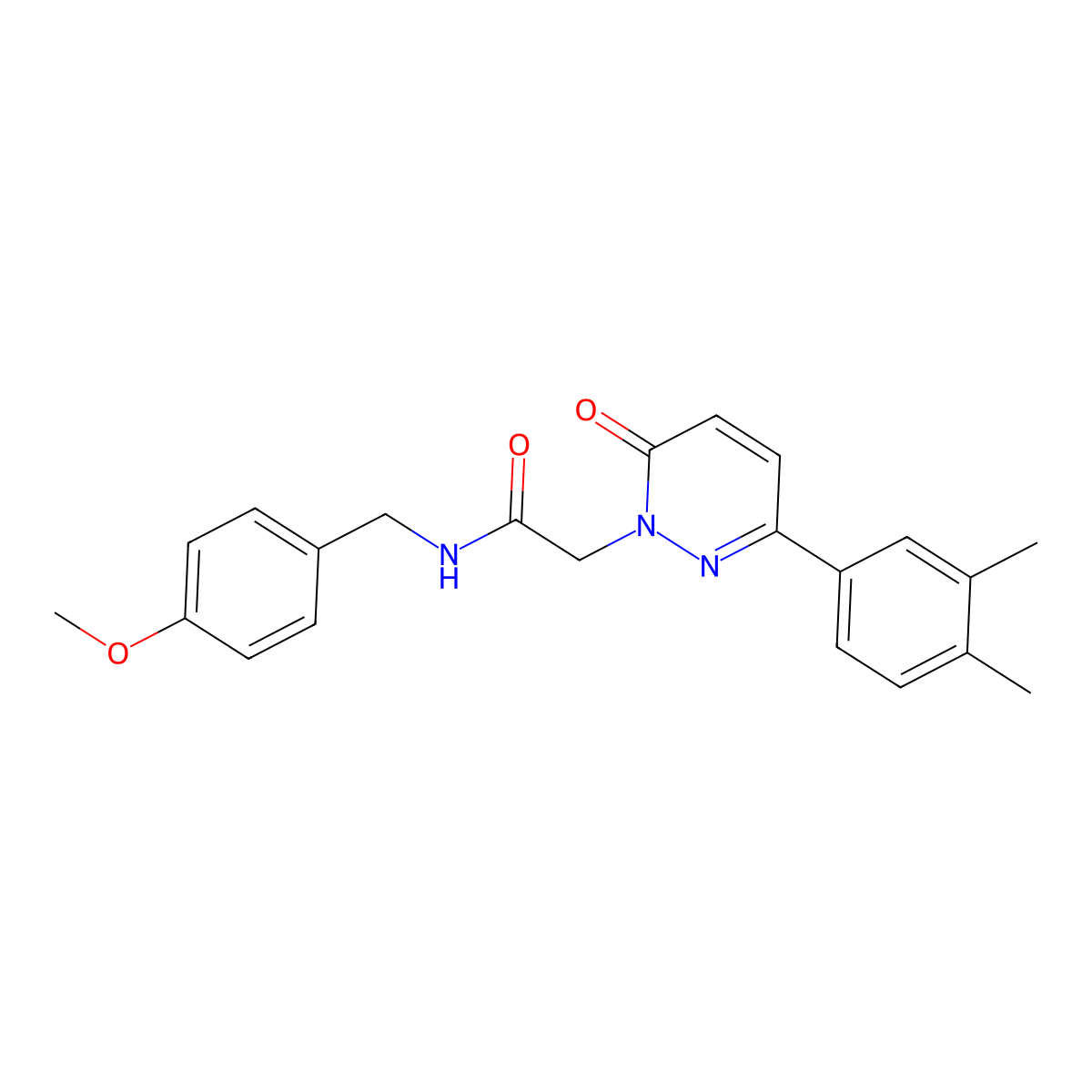 2-(3-(3,4-dimethylphenyl)-6-oxopyridazin-1(6H)-yl)-N-(4-methoxybenzyl)acetamide molecular structure, CAS 1252896-20-0