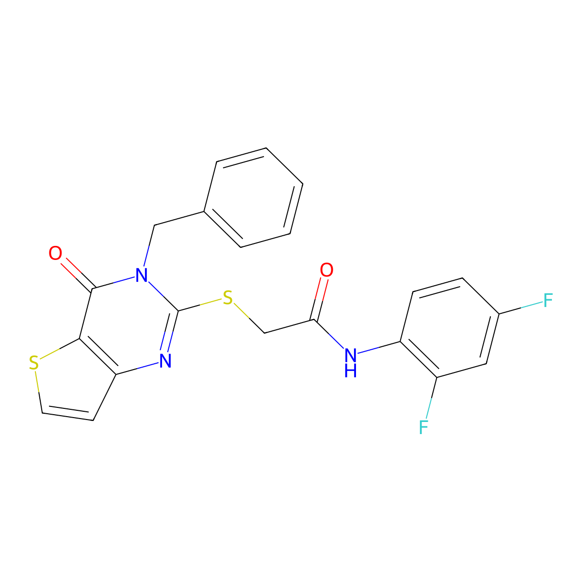 2-({3-benzyl-4-oxo-3H,4H-thieno[3,2-d]pyrimidin-2-yl}sulfanyl)-N-(2,4-difluorophenyl)acetamide molecular structure, CAS 1252899-43-6